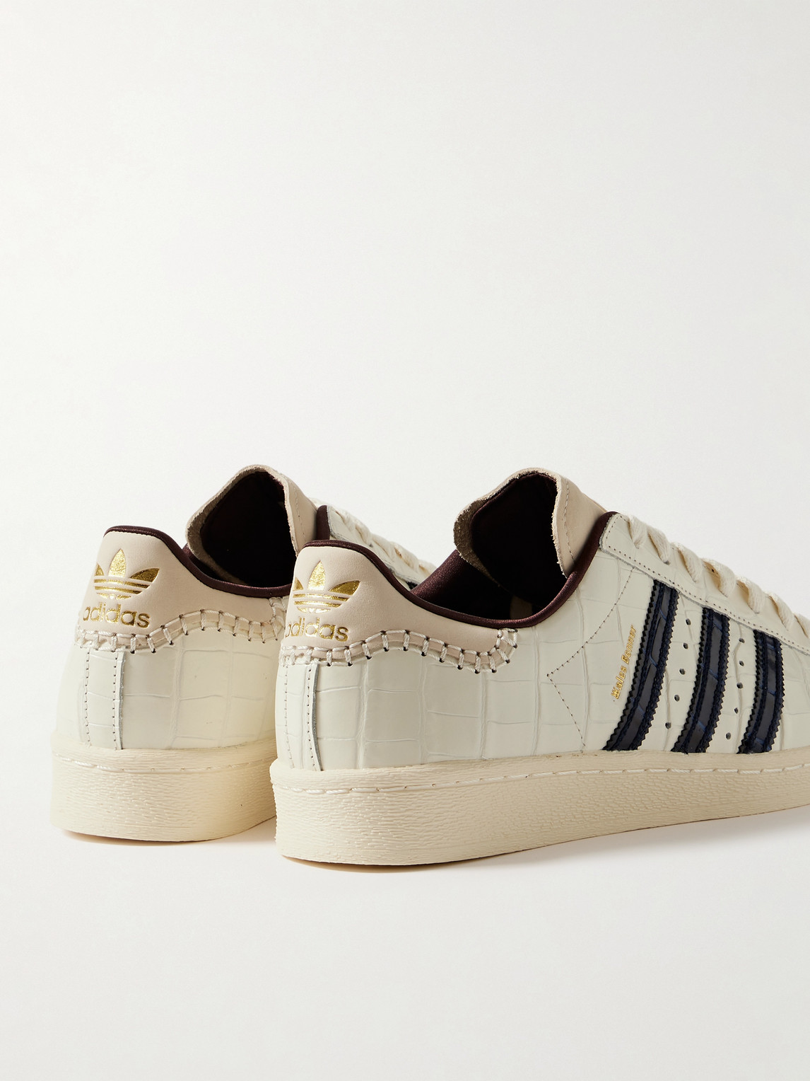 Adidas Originals X Wales Bonner Superstar Croc-embossed Leather Sneakers In Neutrals