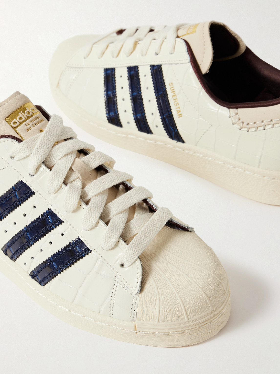 Adidas Originals X Wales Bonner Superstar Croc-embossed Leather Sneakers In Neutrals