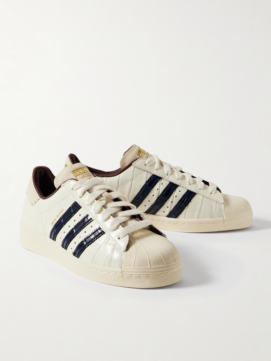 Adidas Originals X Wales Bonner Superstar Croc-embossed Leather Sneakers In Neutrals