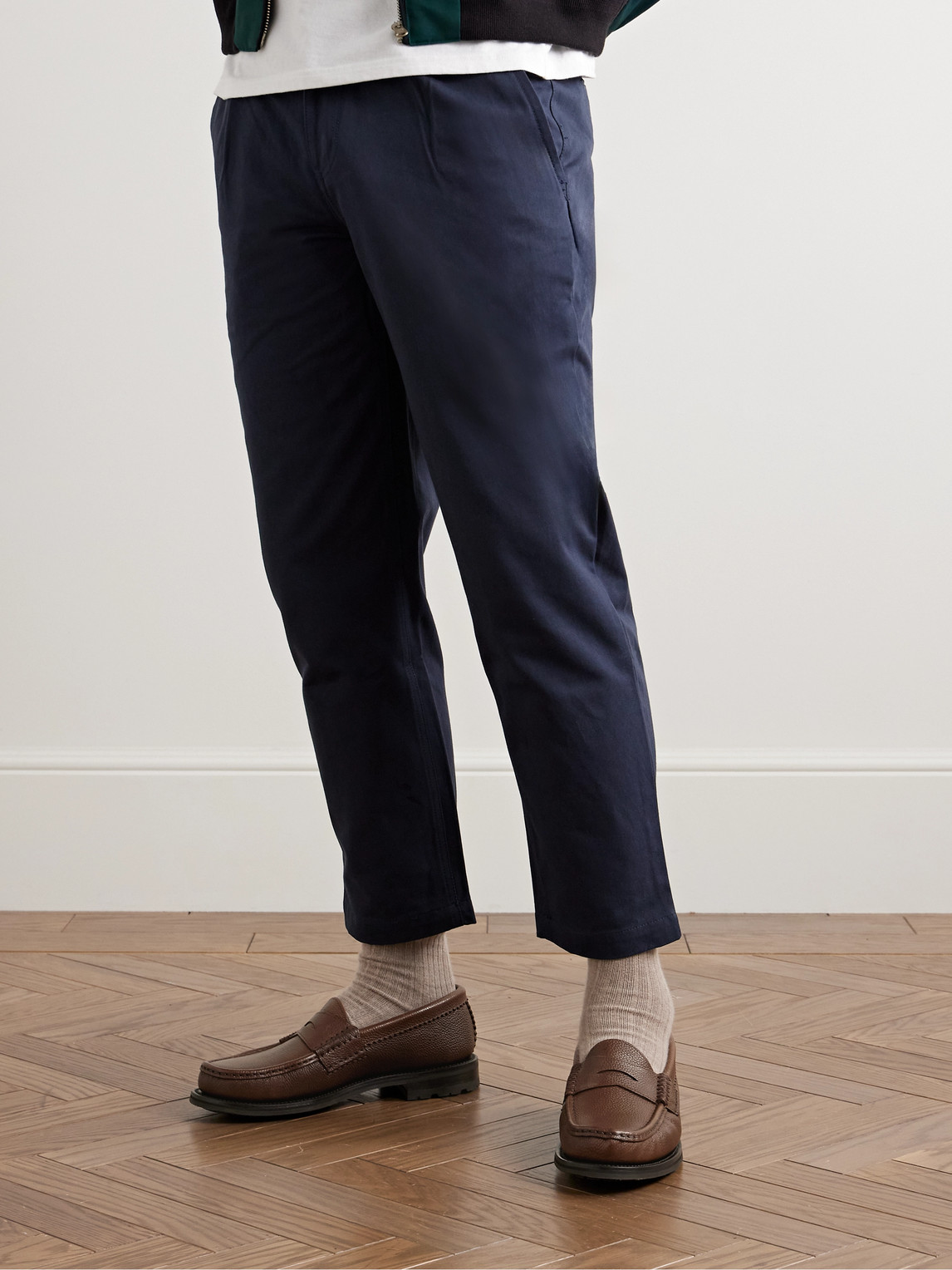YUKETEN ROB'S PEBBLE-GRAIN LEATHER PENNY LOAFERS