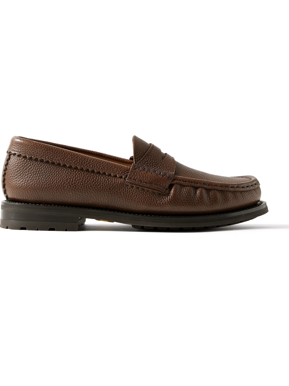 YUKETEN ROB'S PEBBLE-GRAIN LEATHER PENNY LOAFERS