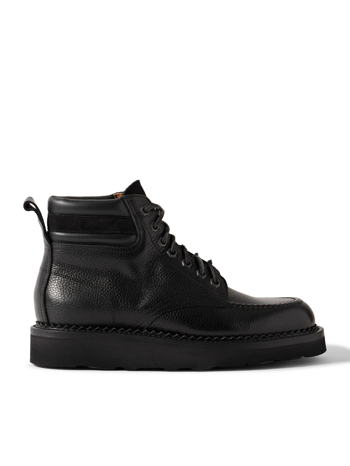 Yuketen Suede-trimmed Full-grain Leather Boots In Black