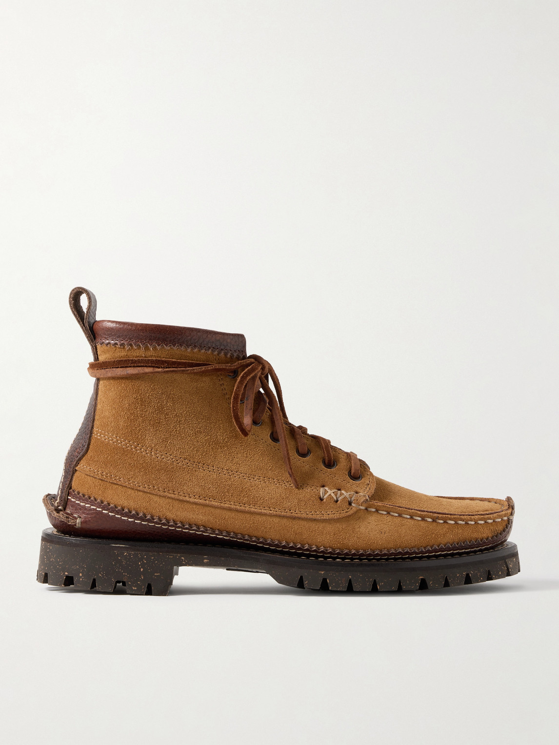 Yuketen Angler Leather-trimmed Suede Ankle Boots In Brown