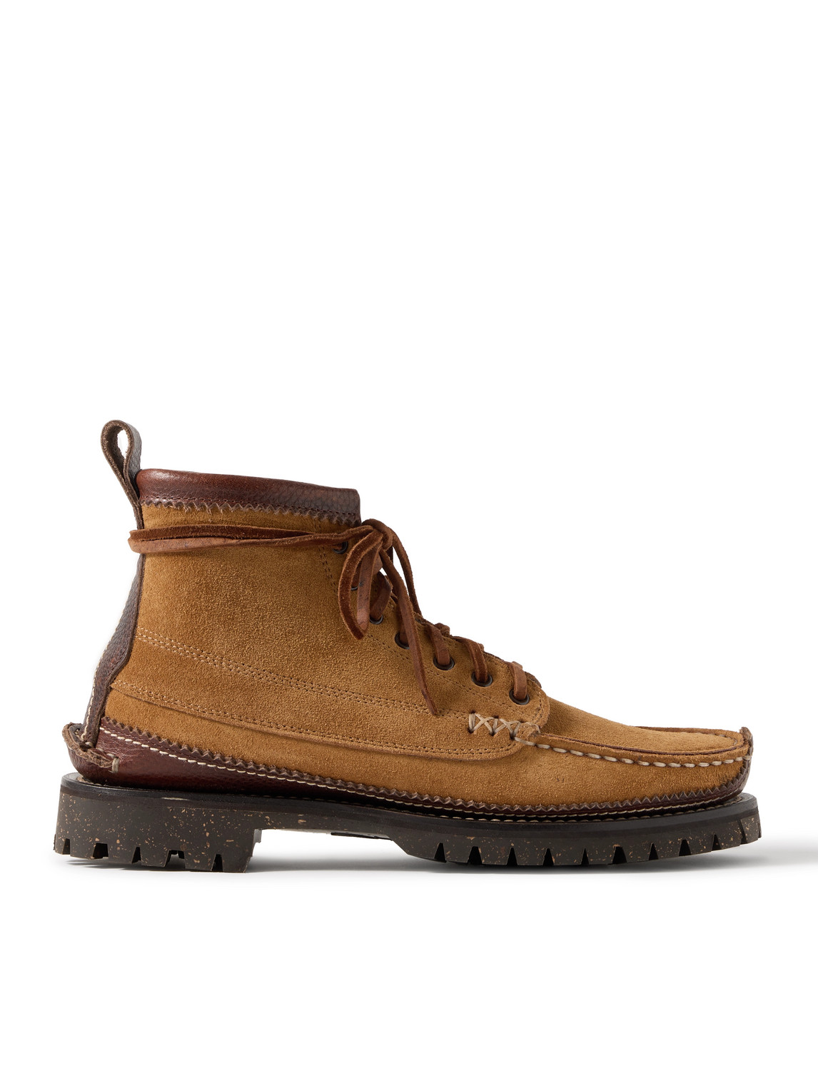 Yuketen Angler Leather-trimmed Suede Ankle Boots In Brown