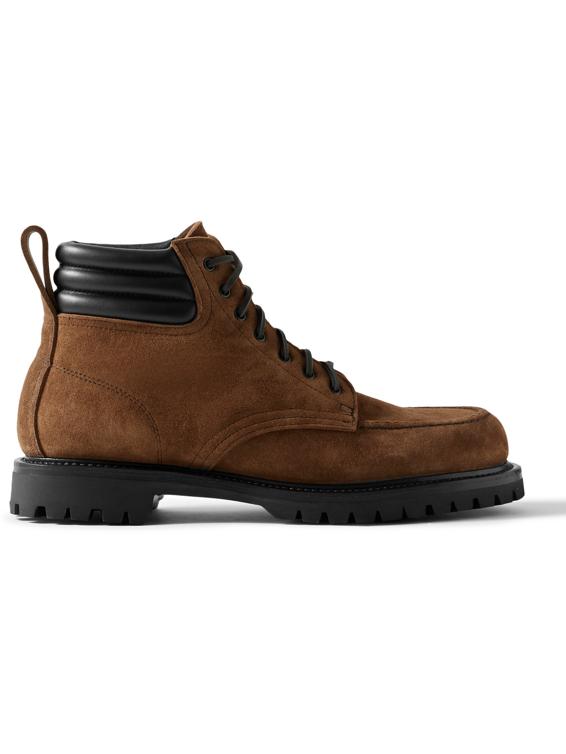 Yuketen Salvia Padded Leather-trimmed Suede Boots In Brown