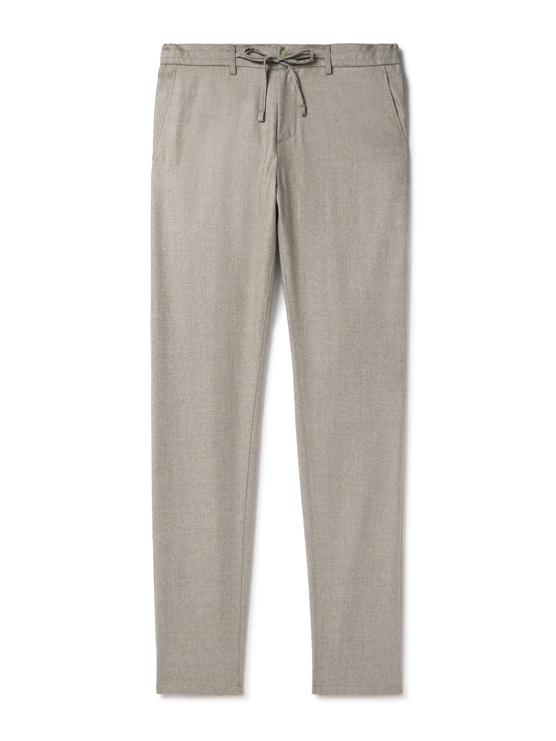 Canali - Slim-Fit Straight-Leg Wool-Flannel Drawstring Trousers - Men - Neutrals - IT 58