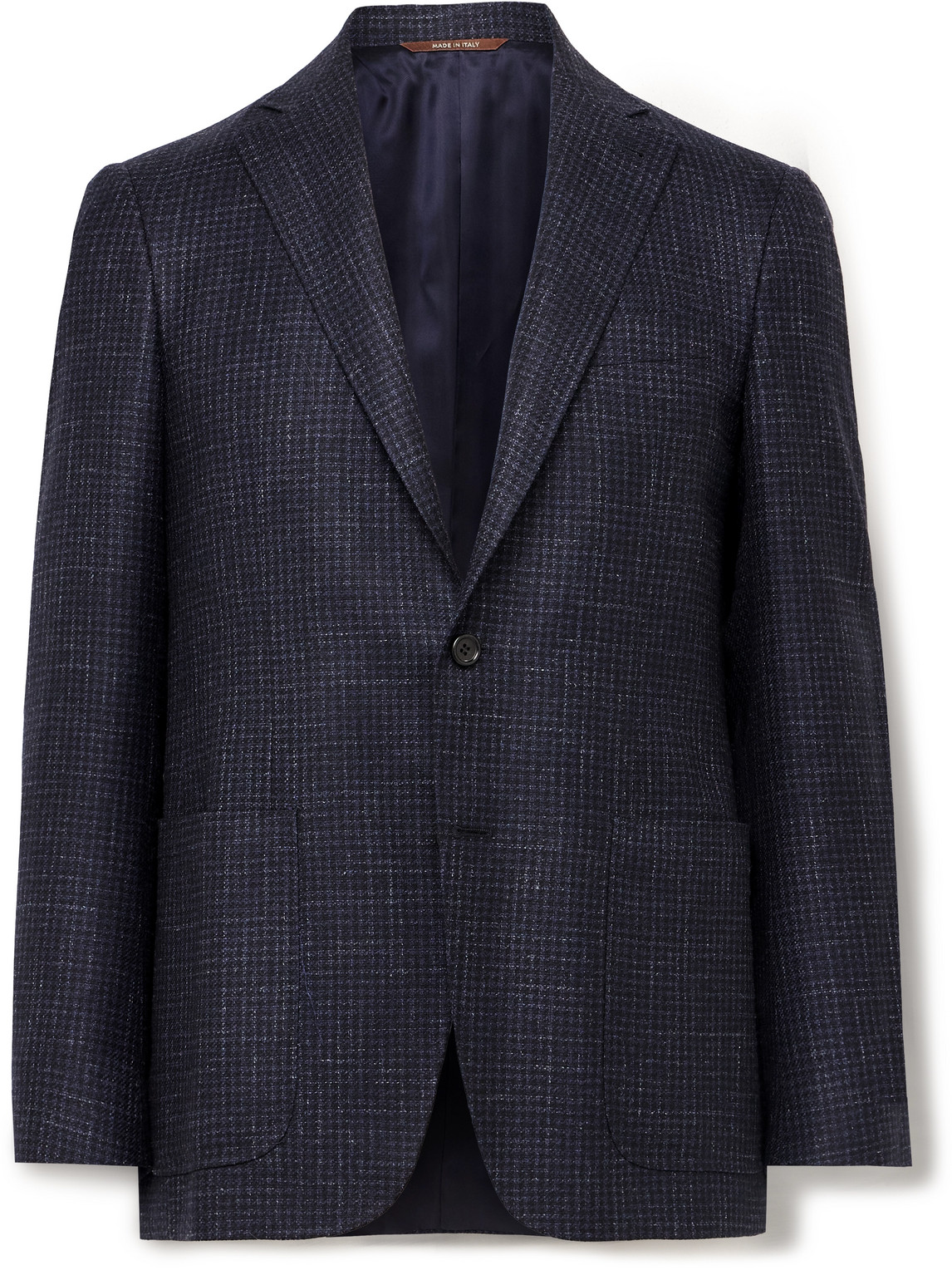 Canali - Kei Slim-Fit Checked Wool-Blend Suit Jacket - Men - Blue - IT 48