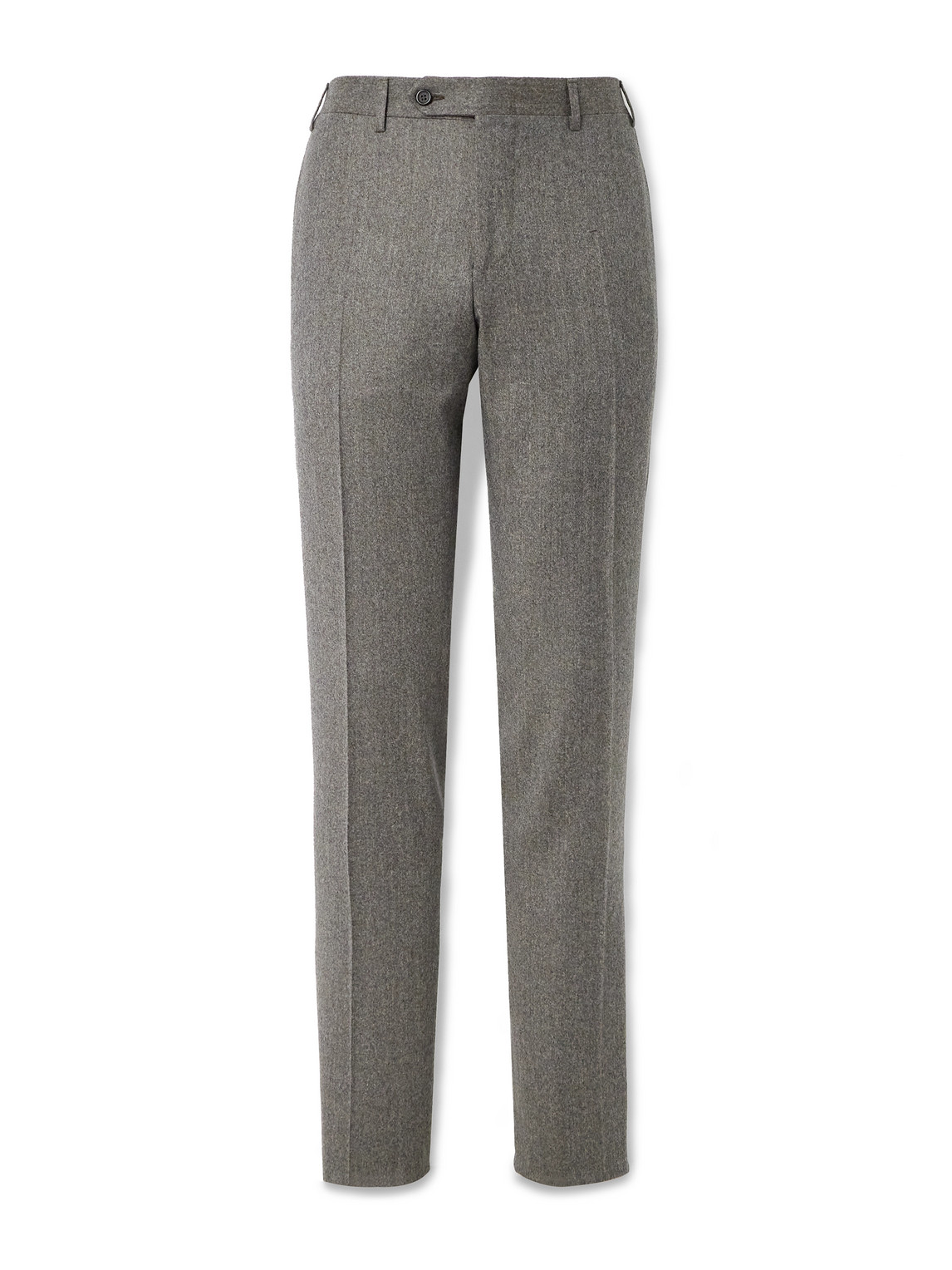 Canali Flat Front Classic Fit Solid Stretch Wool Dress Pants In Gray
