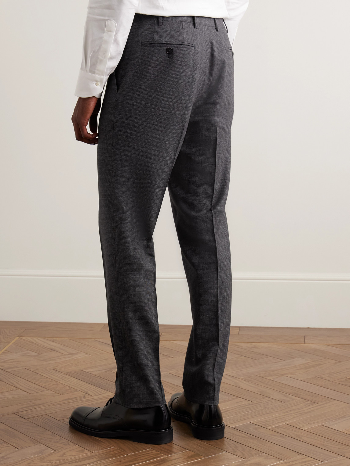 Canali Slim-fit Prince Of Wales Checked Super 160s Wool Suit Trousers In Gray