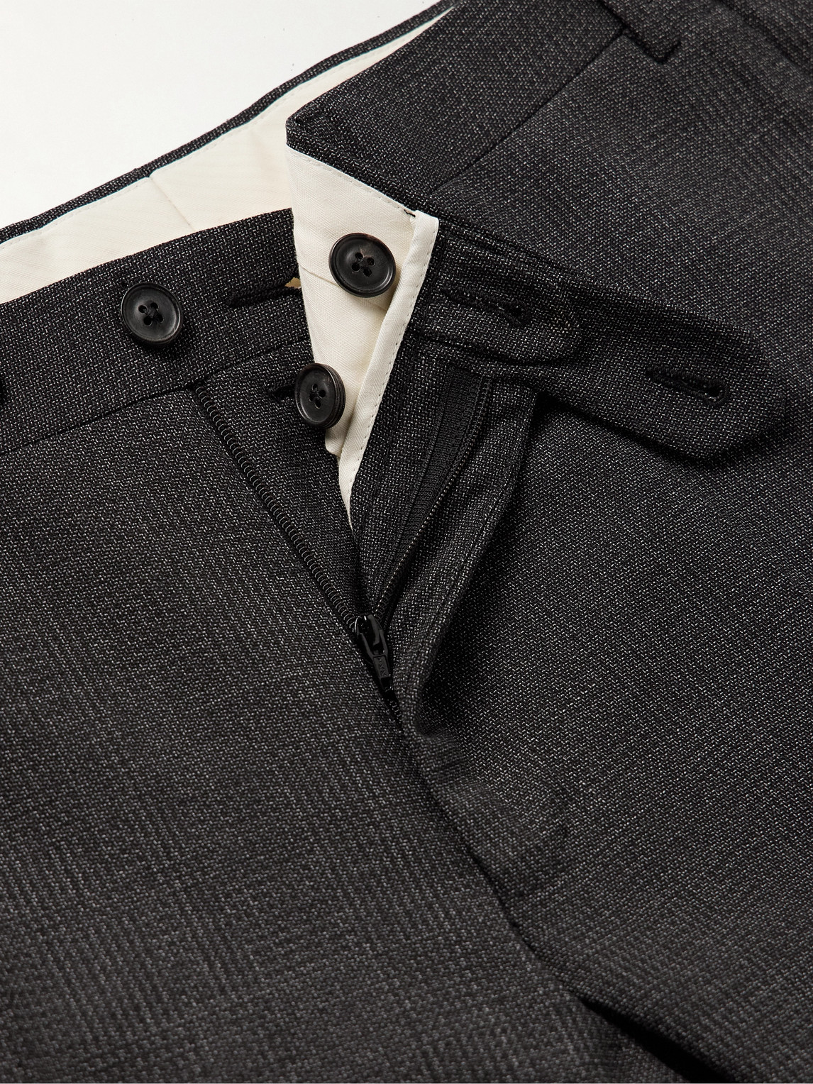 Canali Slim-fit Prince Of Wales Checked Super 160s Wool Suit Trousers In Gray
