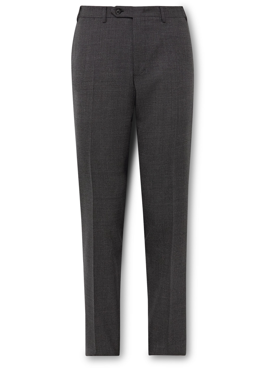 Canali Slim-fit Prince Of Wales Checked Super 160s Wool Suit Trousers In Gray
