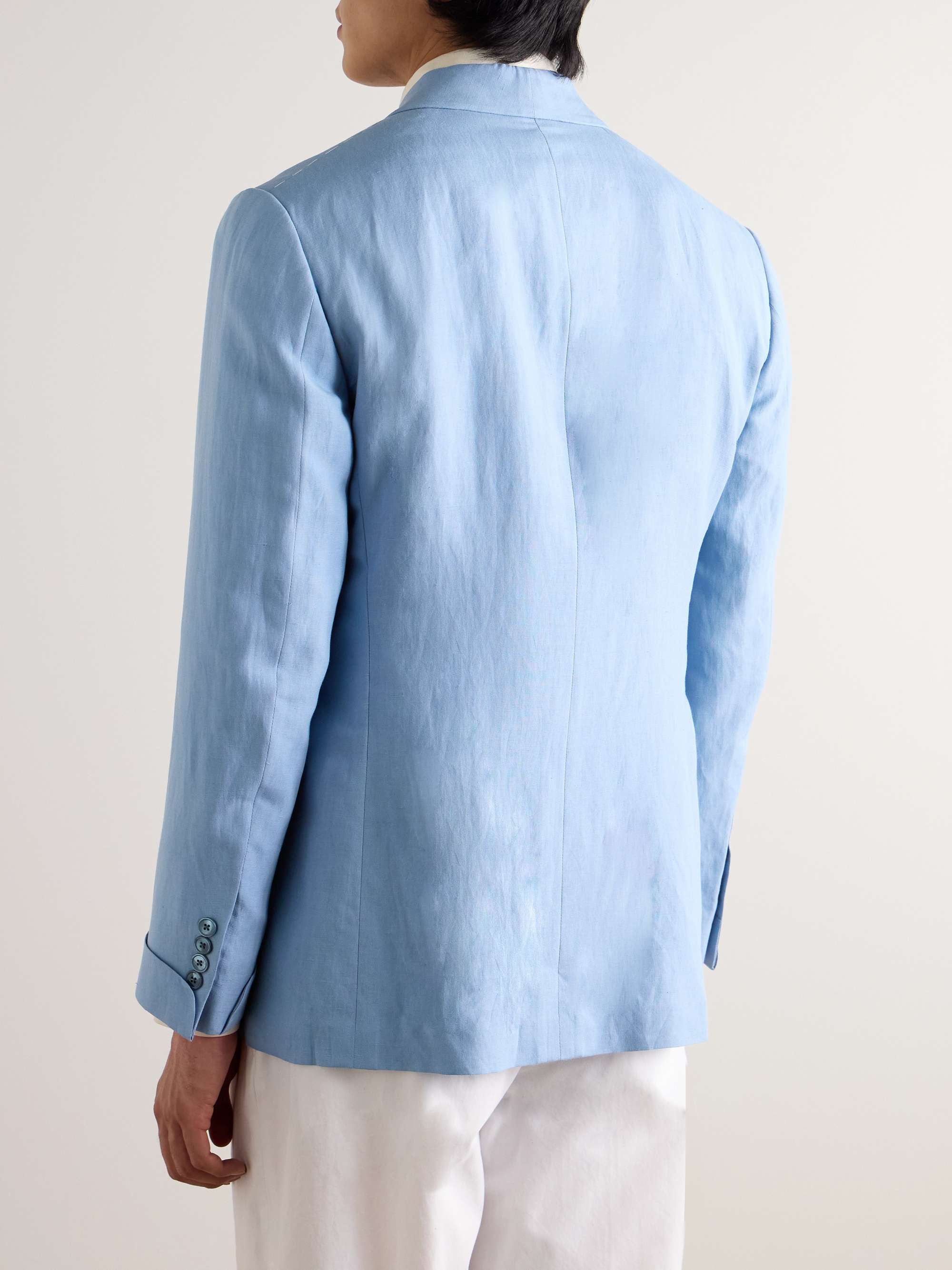 RALPH LAUREN PURPLE LABEL Kent Double-Breasted Silk and Linen-Blend ...