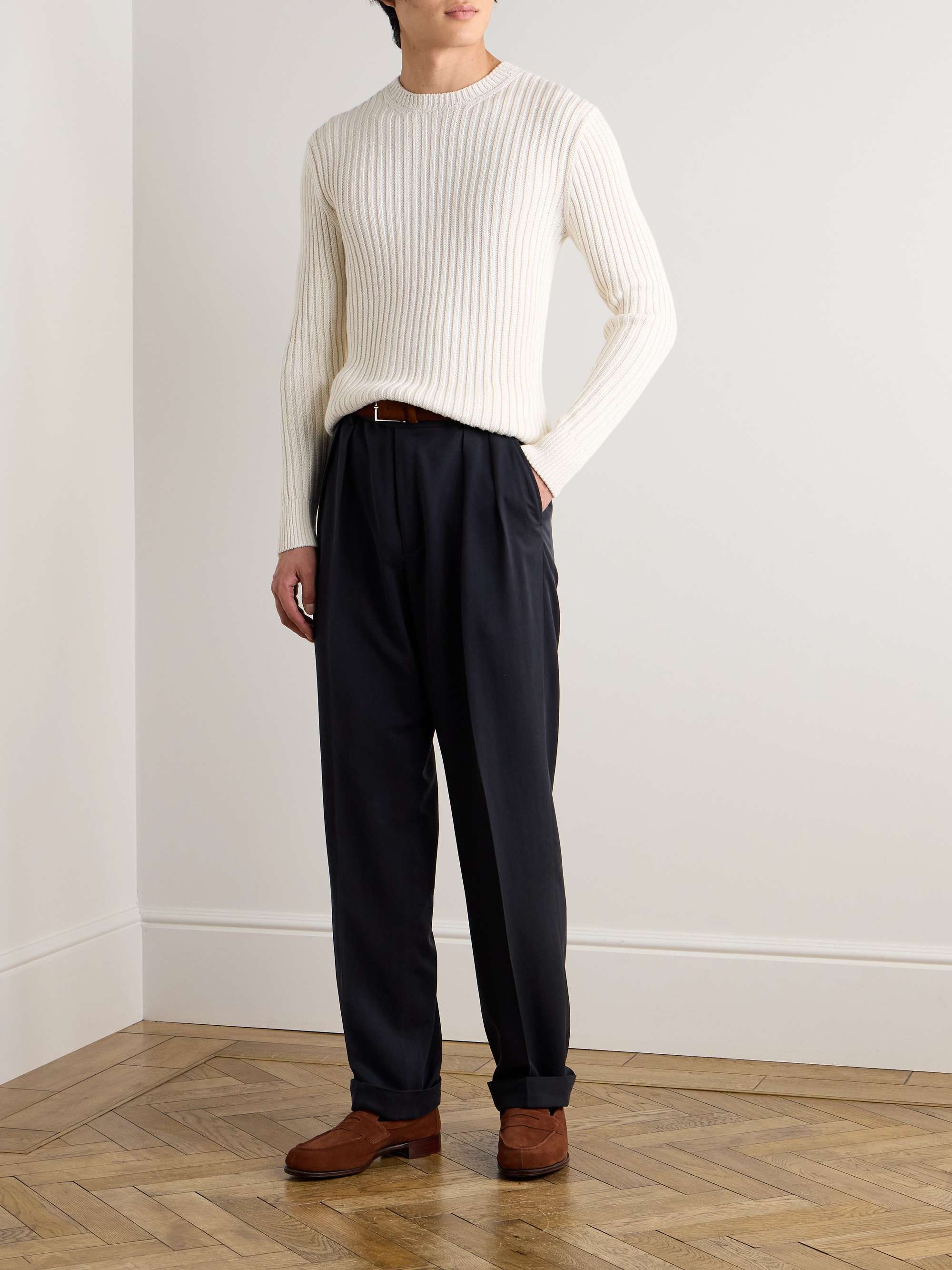 RALPH LAUREN PURPLE LABEL Slim-Fit Ribbed Mulberry Silk and
