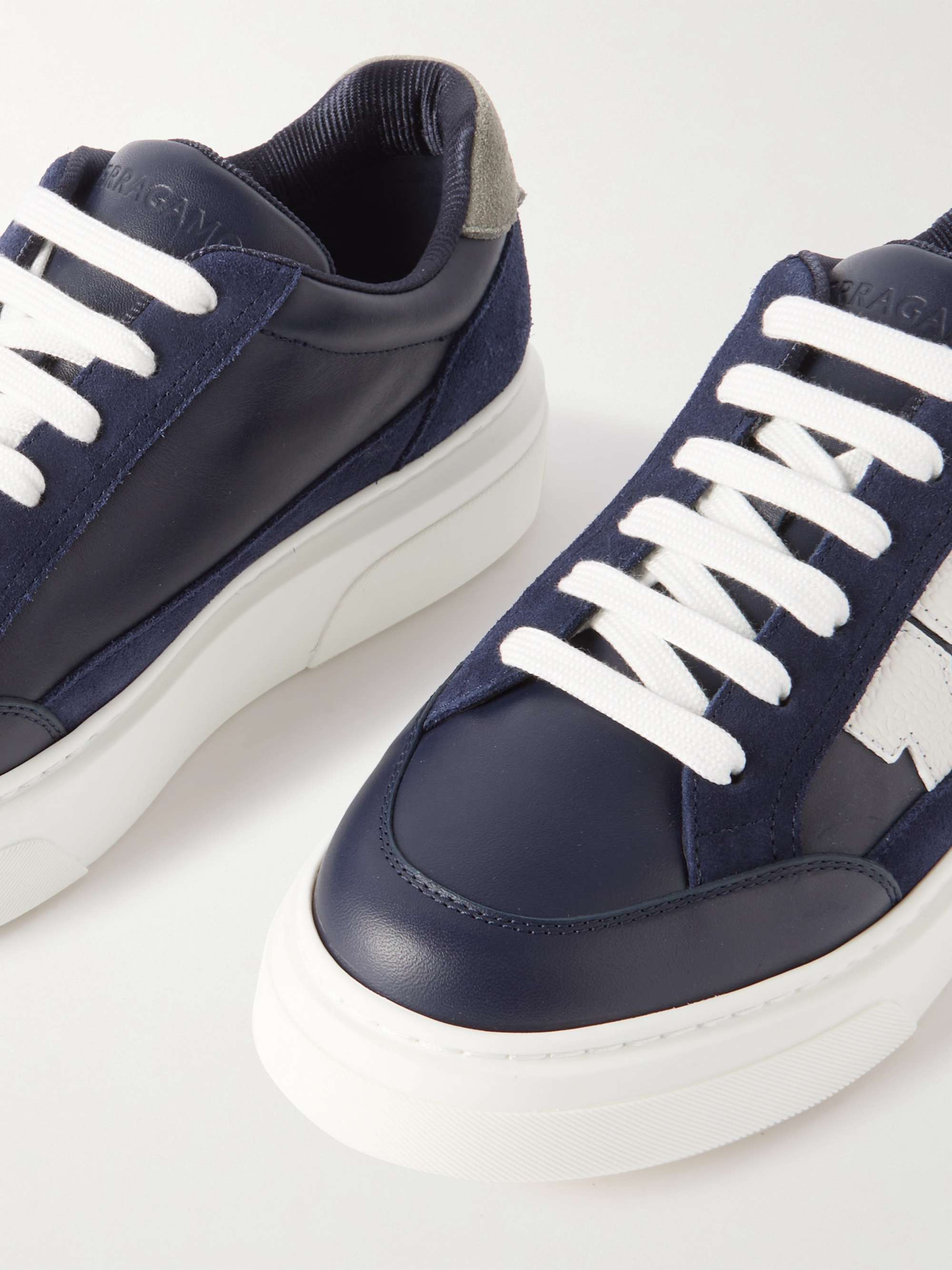 Ferragamo Navy Low Cut Sneakers
