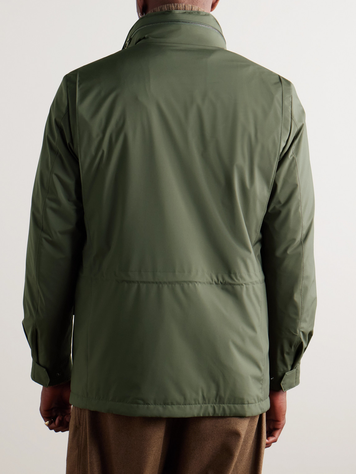 Loro Piana Traveller Windmate Storm System® Shell Hooded Field Jacket In Green