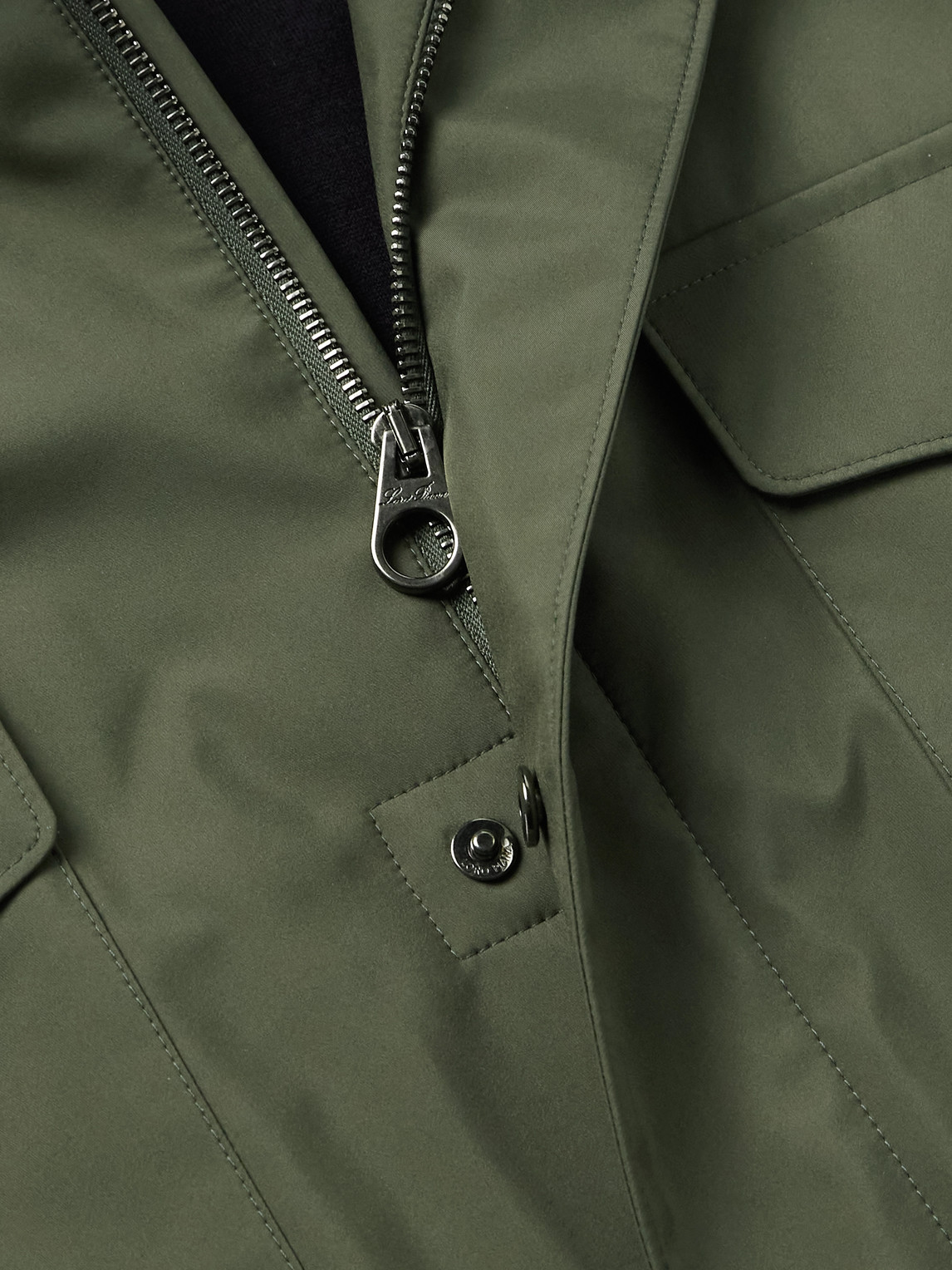 Loro Piana Traveller Windmate Storm System® Shell Hooded Field Jacket In Green