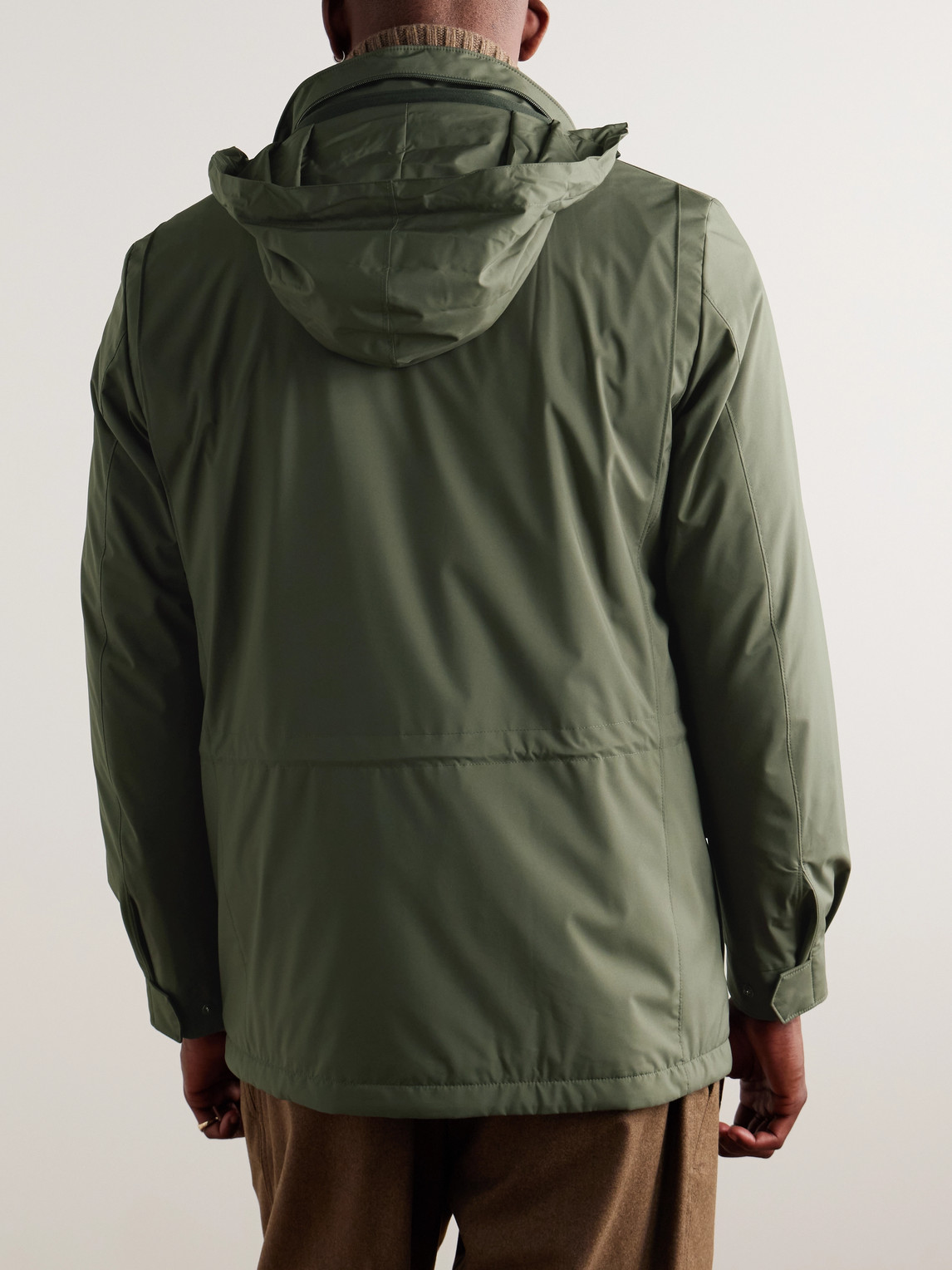 Loro Piana Traveller Windmate Storm System® Shell Hooded Field Jacket In Green