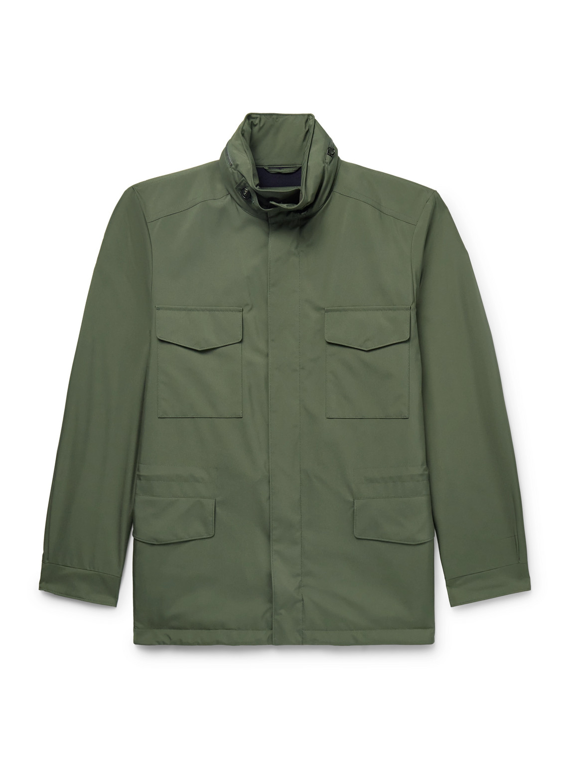 Loro Piana Traveller Windmate Storm System® Shell Hooded Field Jacket In Green