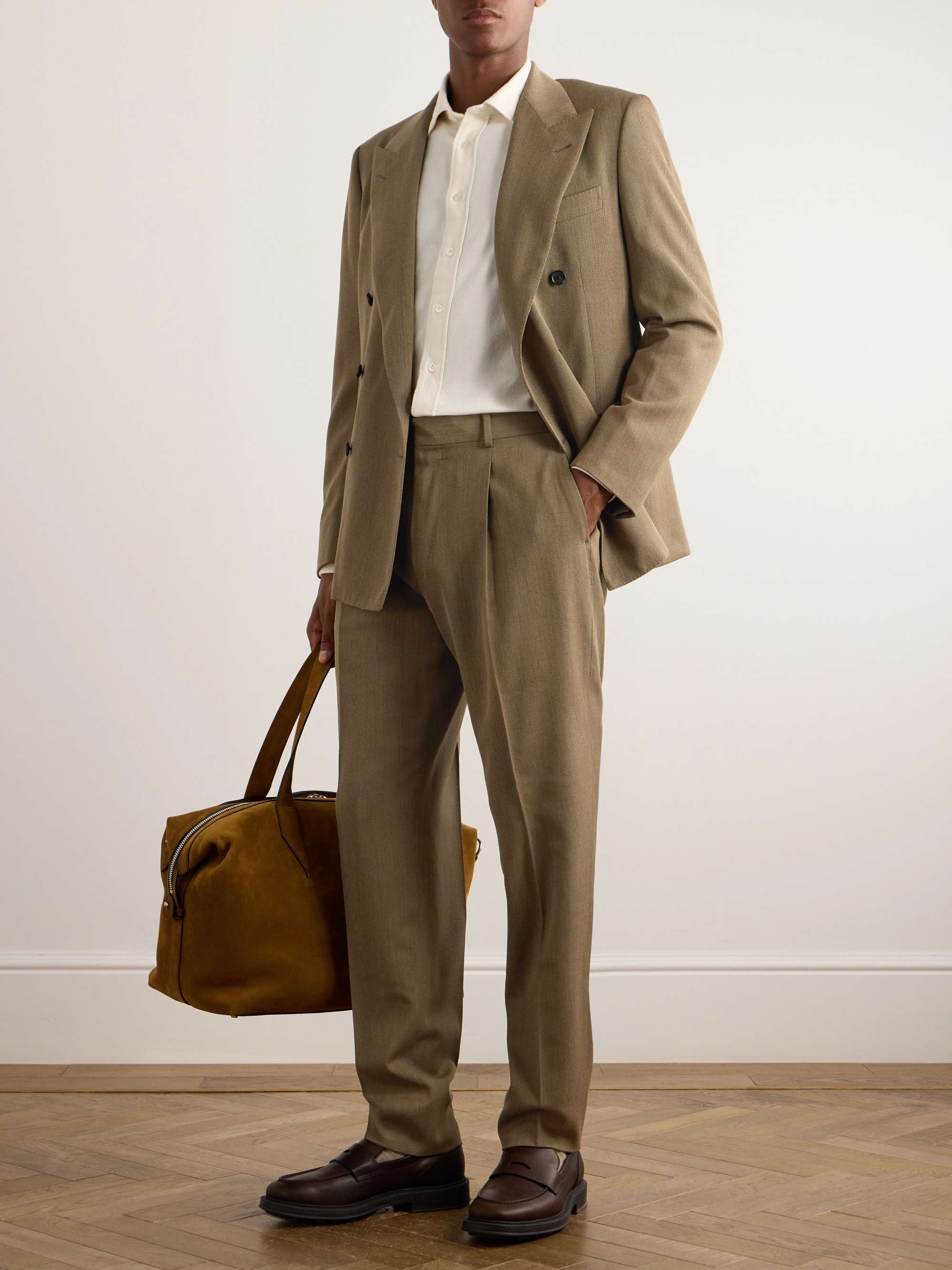 LORO PIANA Tapered Pleated Wool-Twill Suit Trousers for Men LORO PIANA Tapered Pleated Wool-Twill Suit Trousers for Men