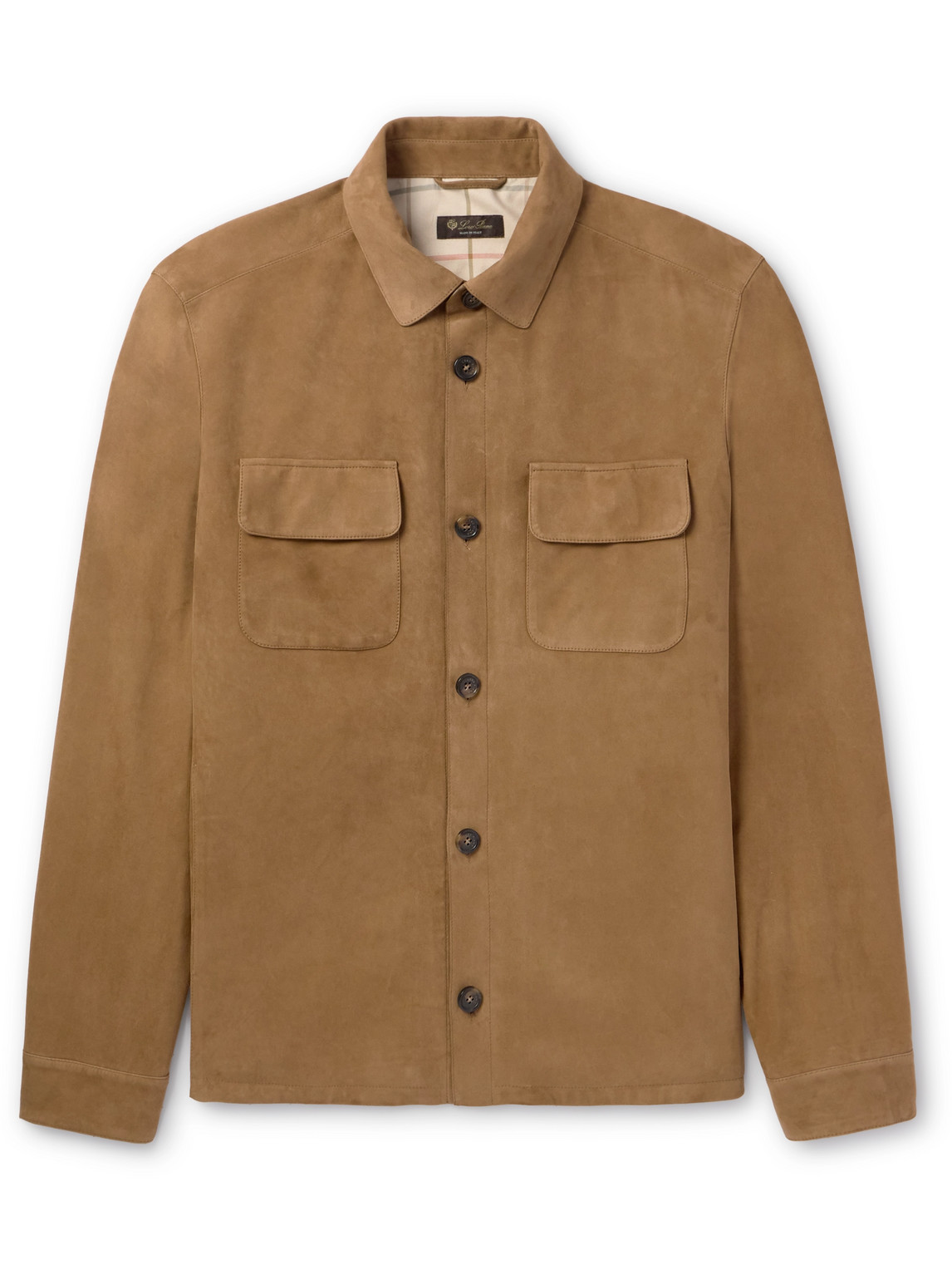 Loro Piana Suede Overshirt In Brown