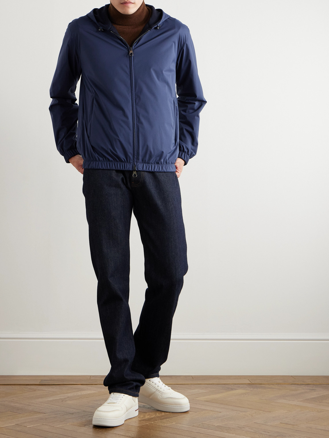 Loro Piana Reversible Storm System® And Cashmere Zip-up Hooded Jacket In Blue