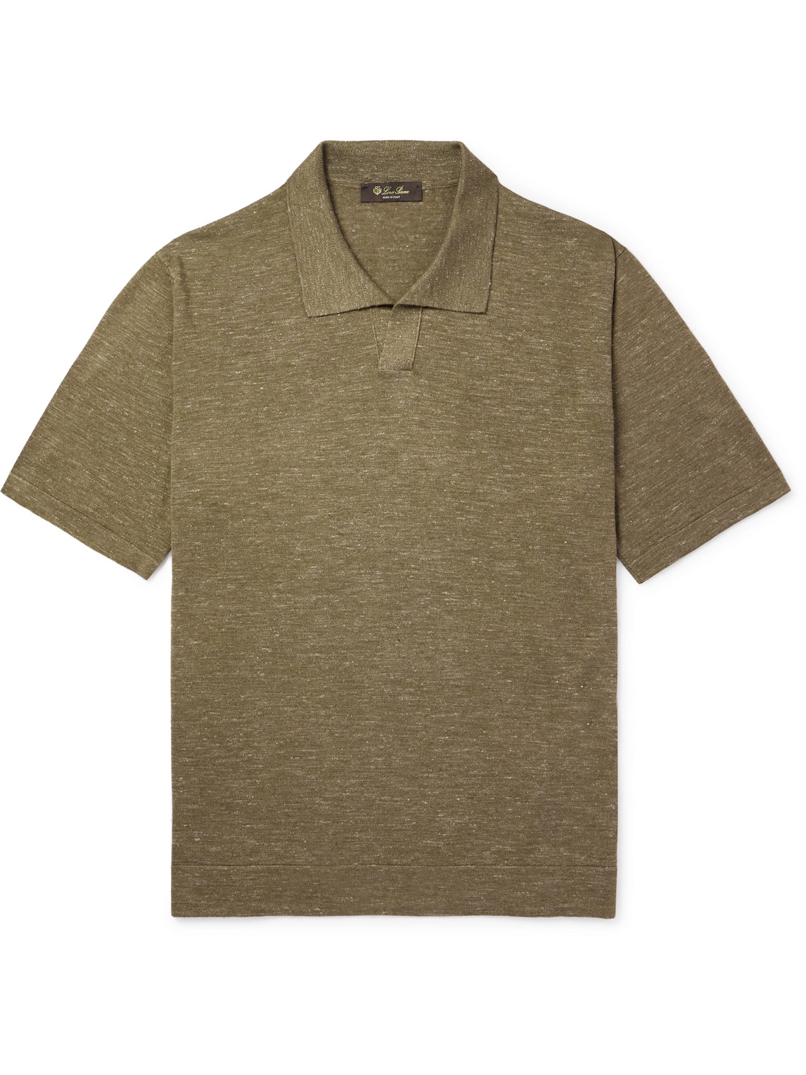 Loro Piana Silk, Cashmere And Linen-blend Polo Shirt In Green