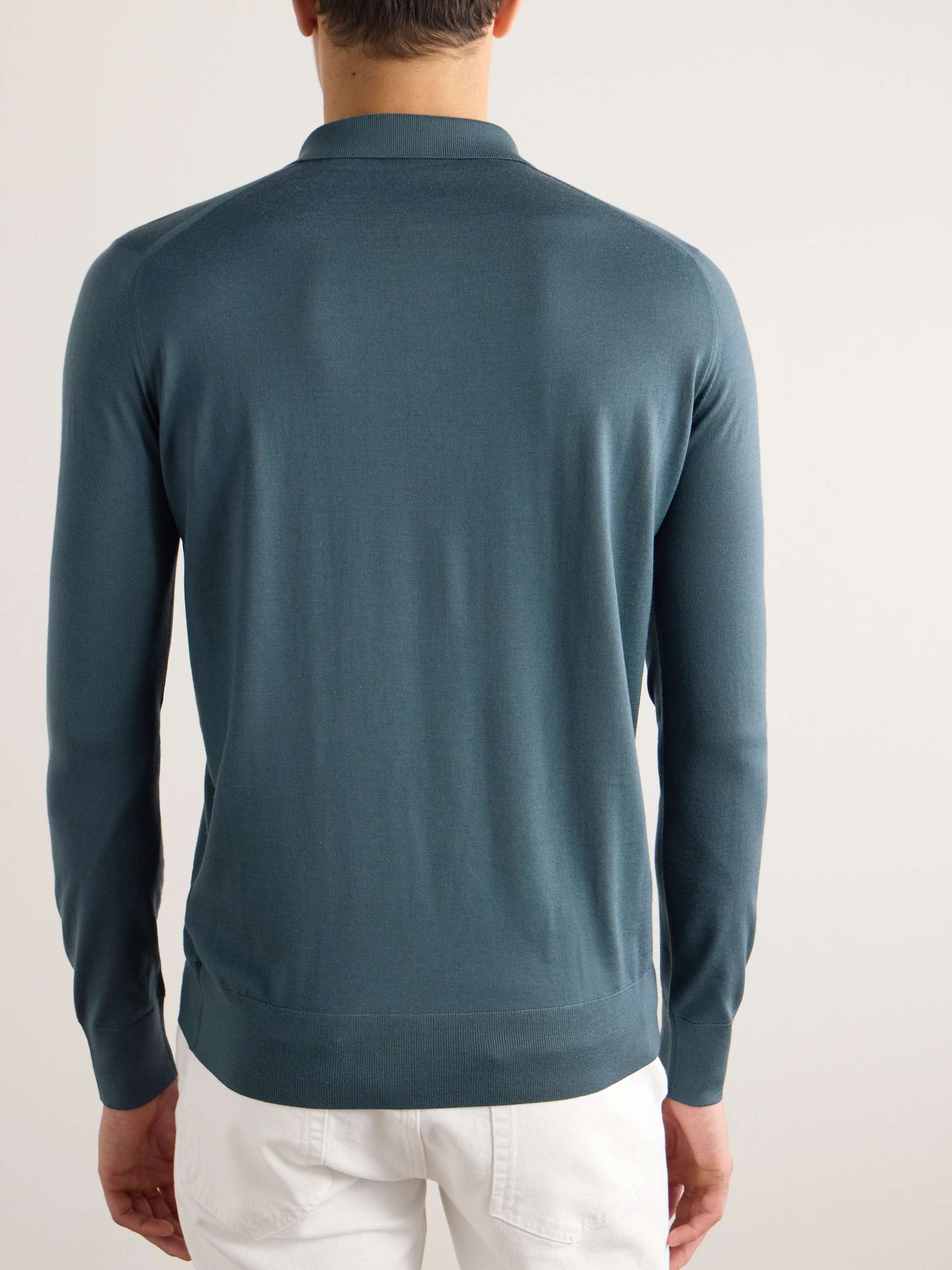 LORO PIANA 슬림핏 위시 버진 울 폴로 셔츠
