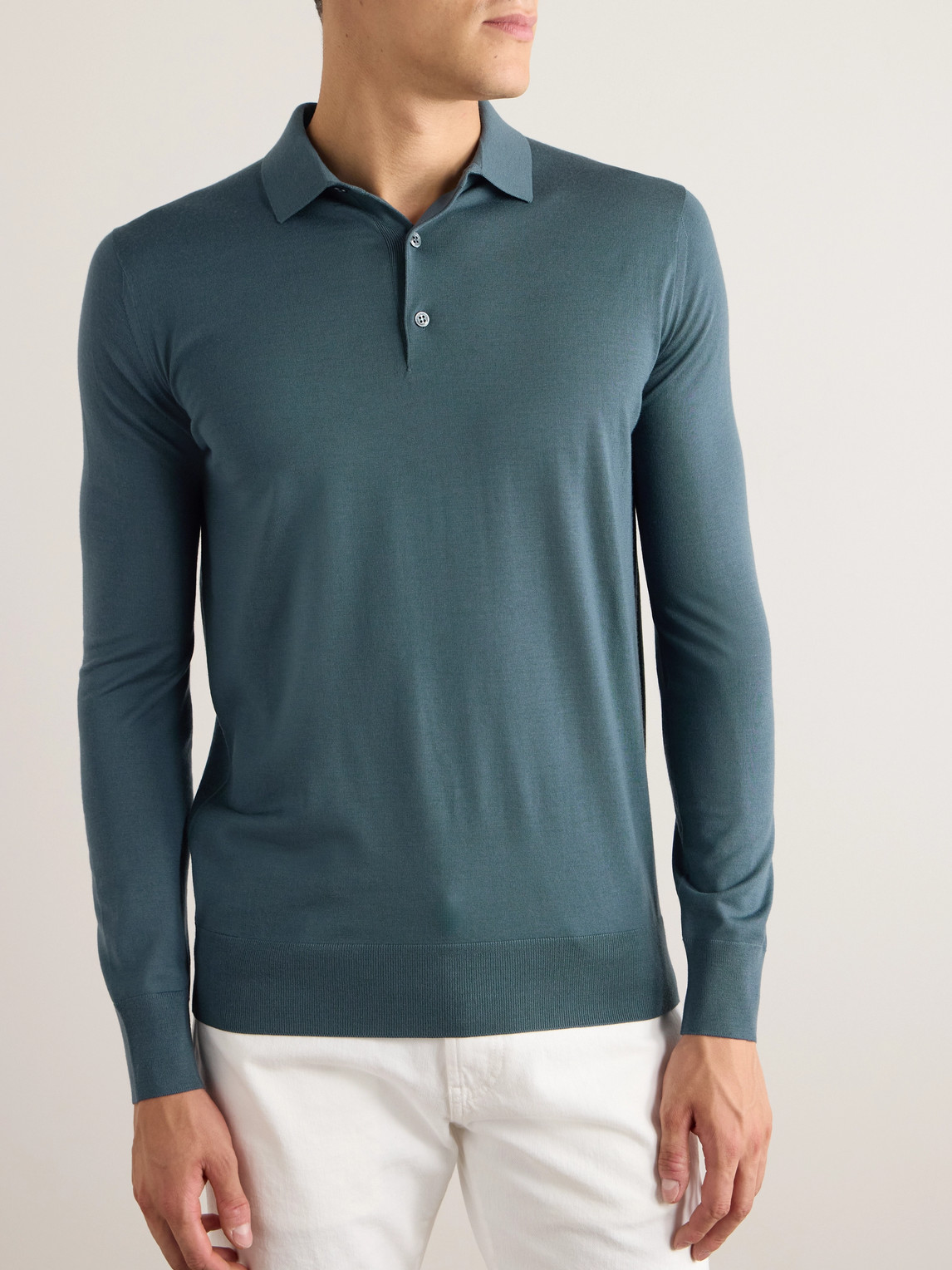 Loro Piana Wish® Wool Polo Shirt In Blue