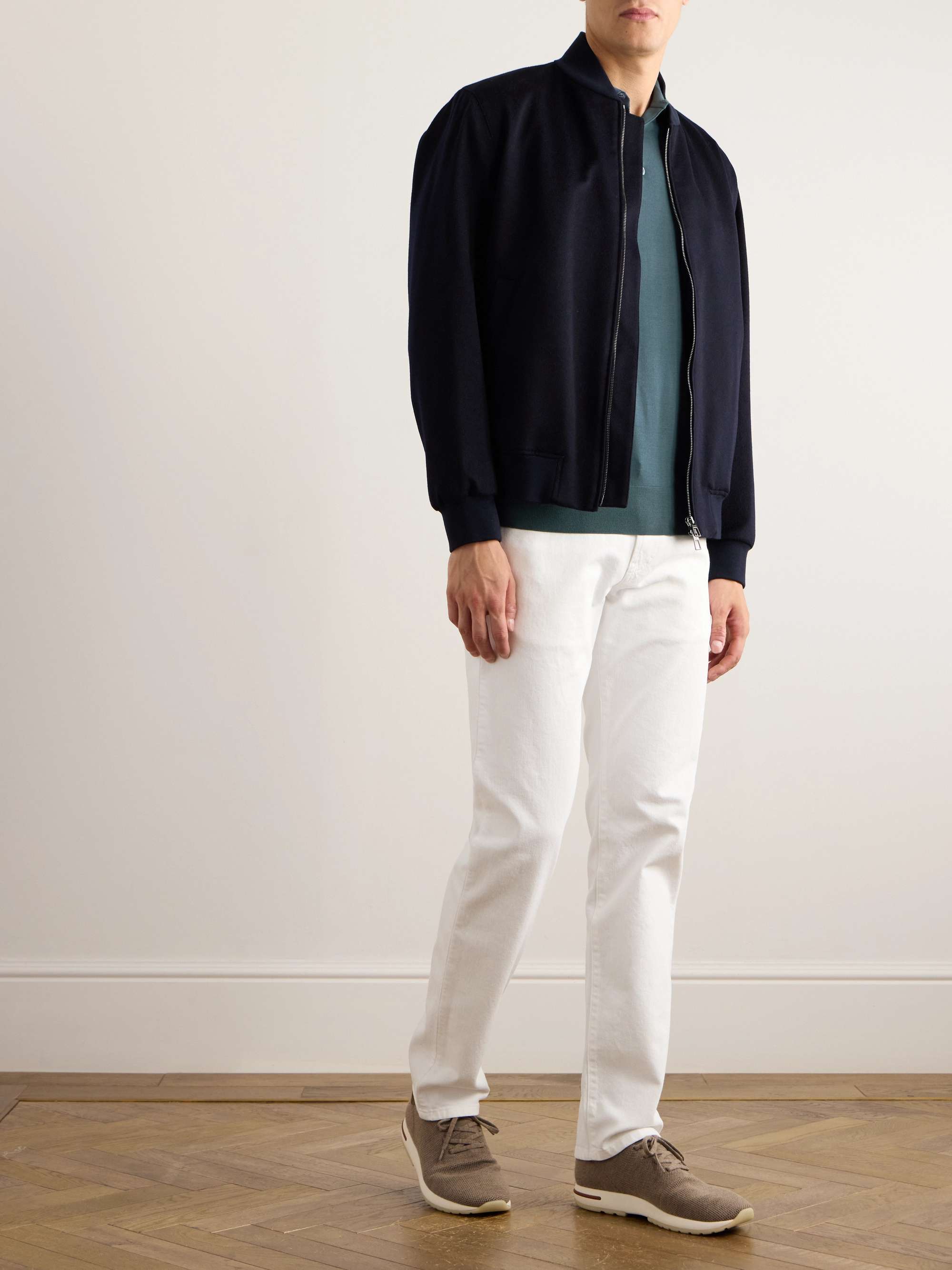 LORO PIANA 슬림핏 위시 버진 울 폴로 셔츠