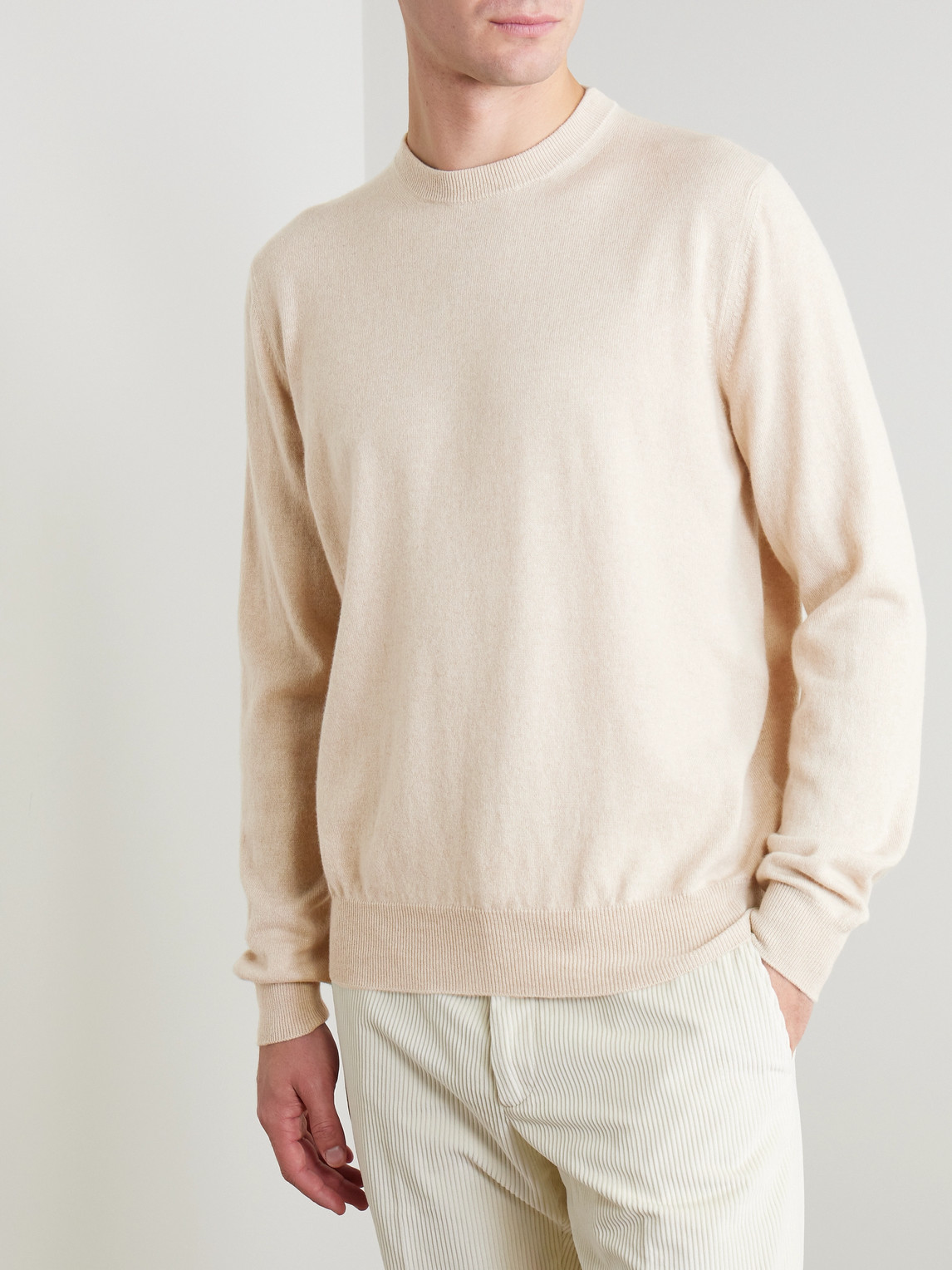 Shop Loro Piana Slim-fit Baby Cashmere Sweater In Neutrals