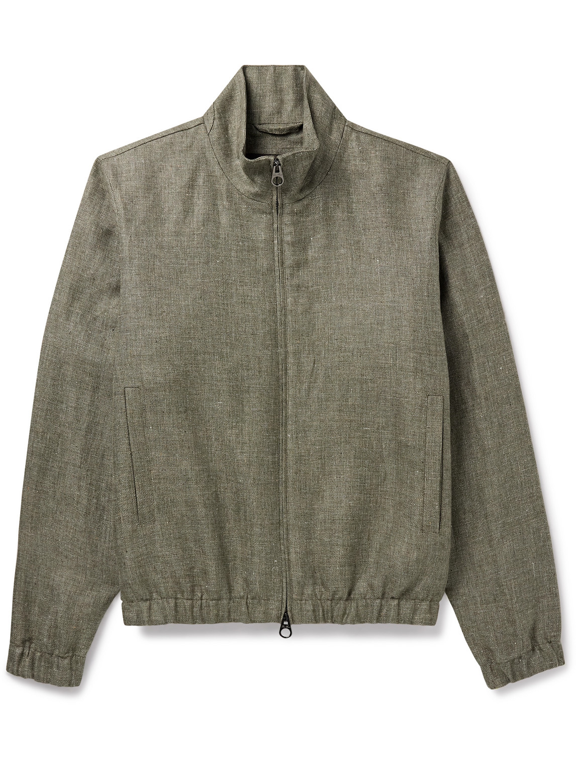 Loro Piana Rain System® Linen Bomber Jacket In Green