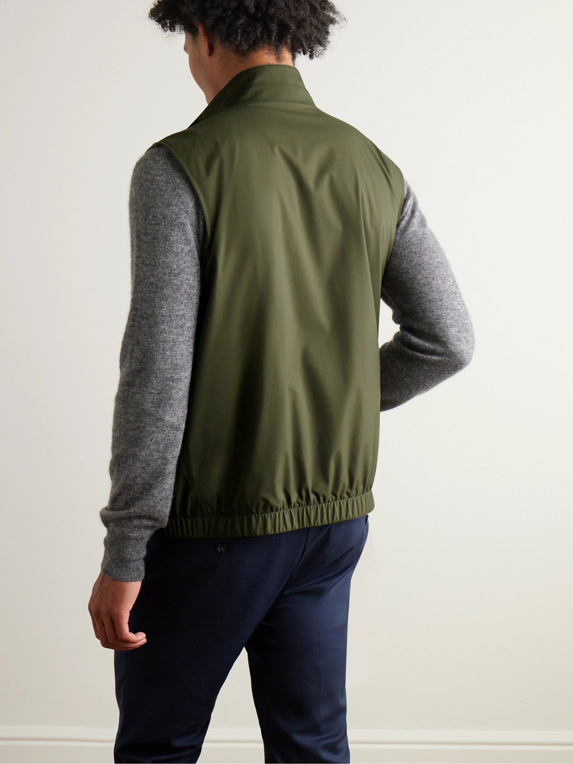 Loro Piana Reversible Storm System® Shell And Super Wish® Virgin Wool Gilet In Green