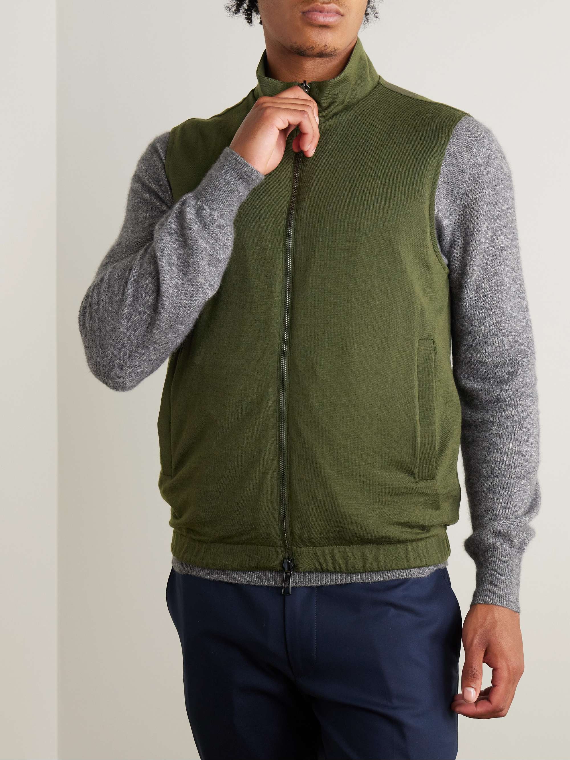 LORO PIANA Reversible Storm System Shell and Super Wish Virgin Wool Gilet
