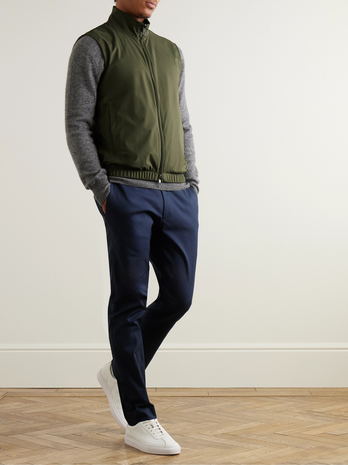 Loro Piana Reversible Storm System® Shell And Super Wish® Virgin Wool Gilet In Green