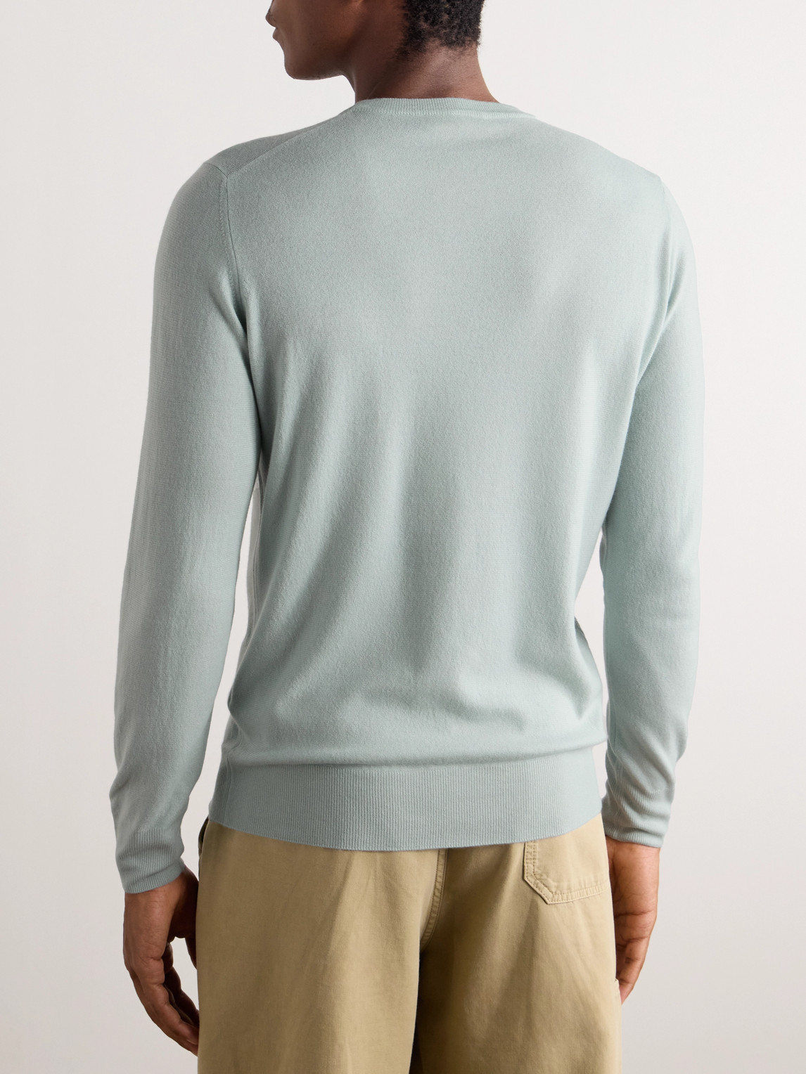 Loro Piana Girocollo Slim-fit Baby Cashmere Sweater In Green