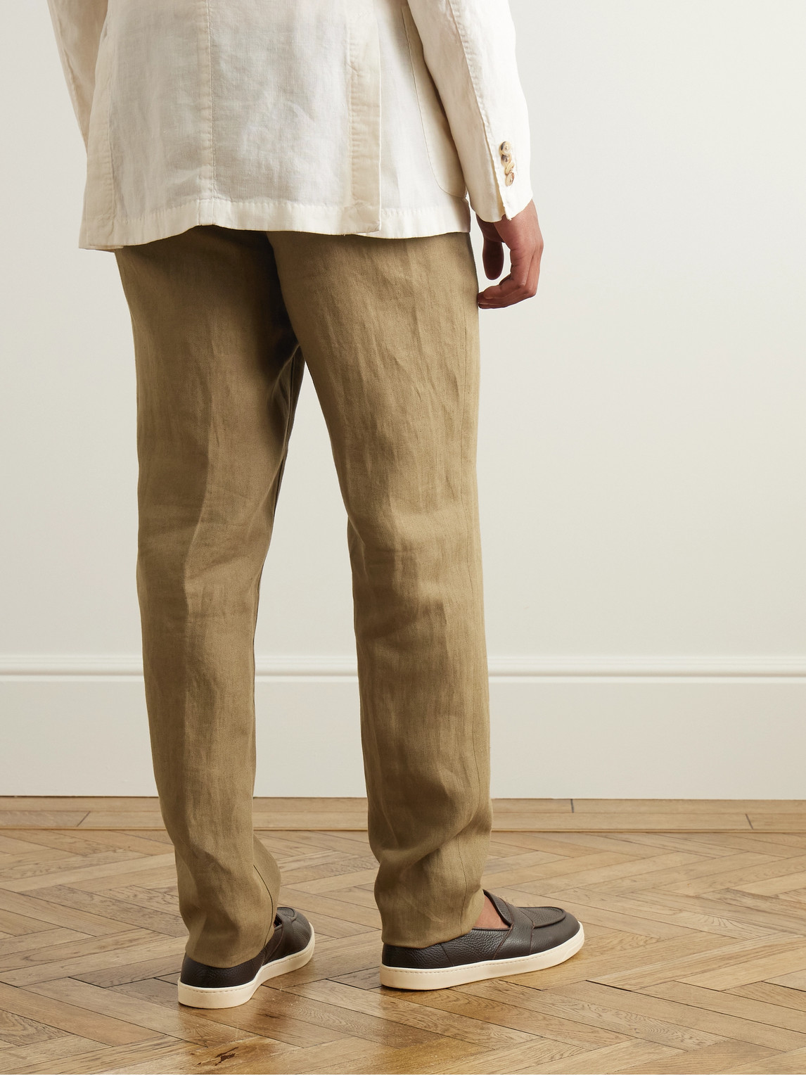 Loro Piana Carlo Straight-leg Linen-twill Trousers In Brown