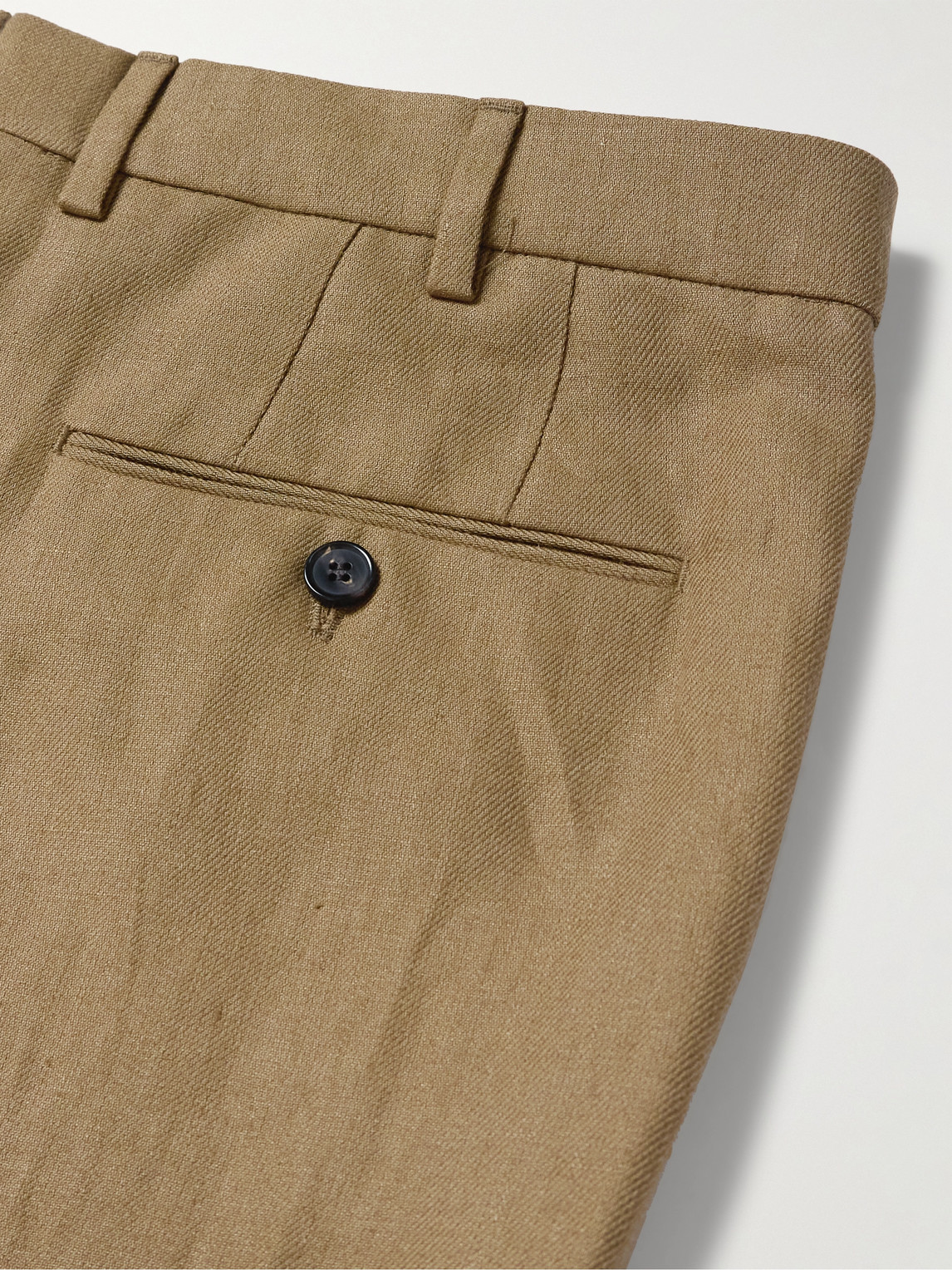 Loro Piana Carlo Straight-leg Linen-twill Trousers In Brown
