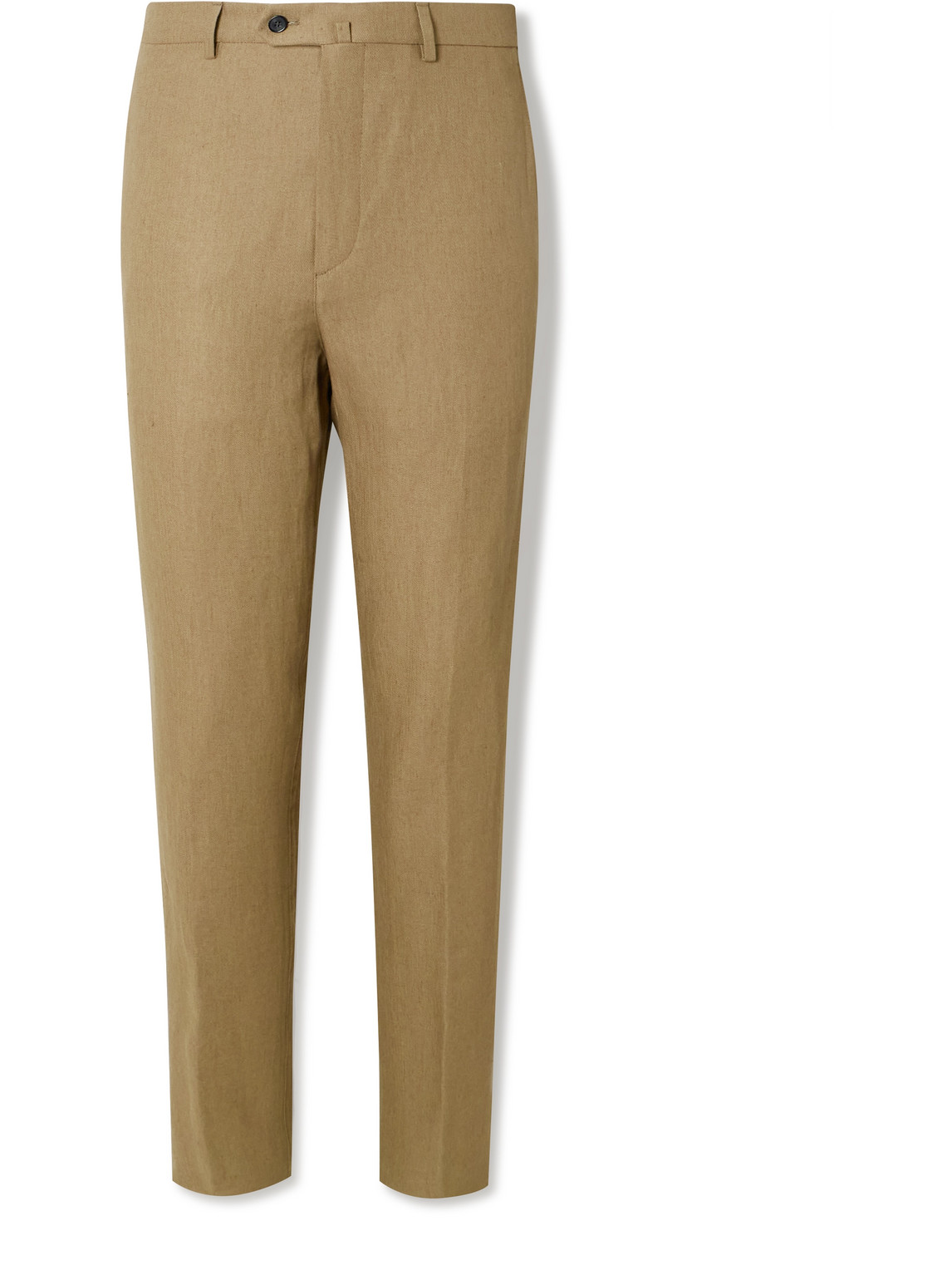 Loro Piana Carlo Straight-leg Linen-twill Trousers In Brown