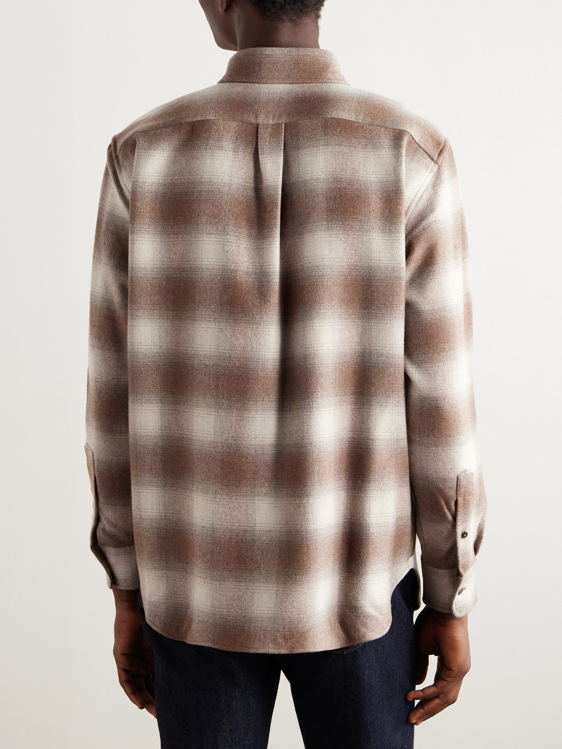 Loro Piana - Button-Down Collar Checked Wool and Cashmere-Blend