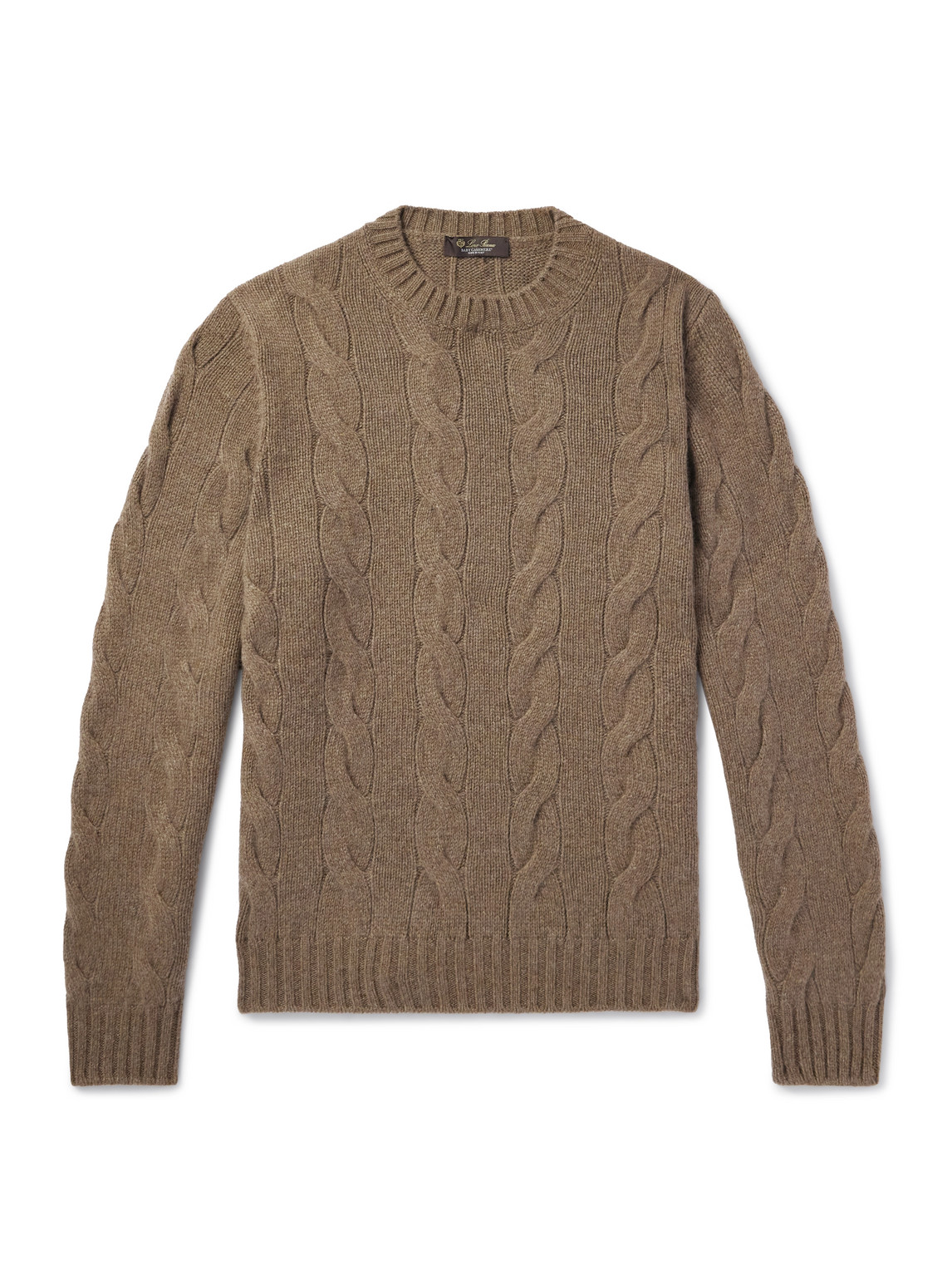 Loro Piana Napier Cable-knit Baby Cashmere Sweater In Brown