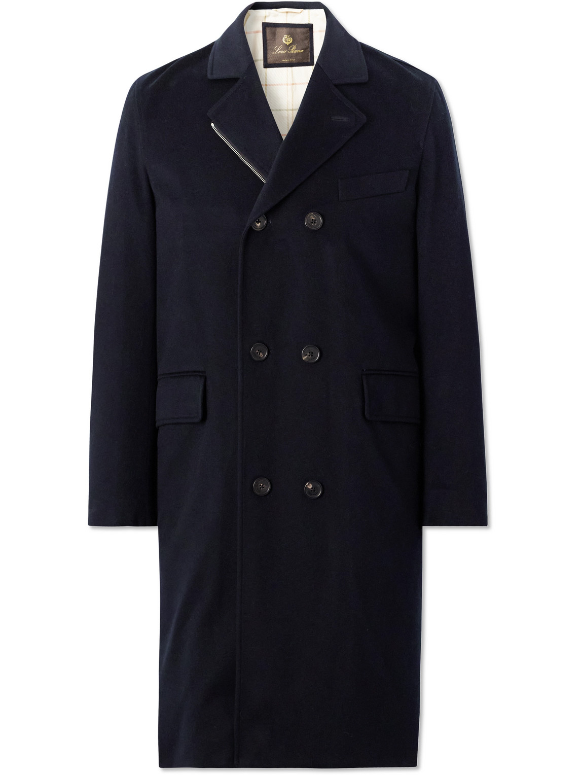 Loro Piana Winton Double-breasted Cashmere Coat In Blue