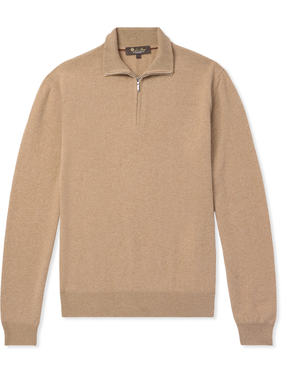 Loro Piana Baby Cashmere Half-zip Sweater In Brown