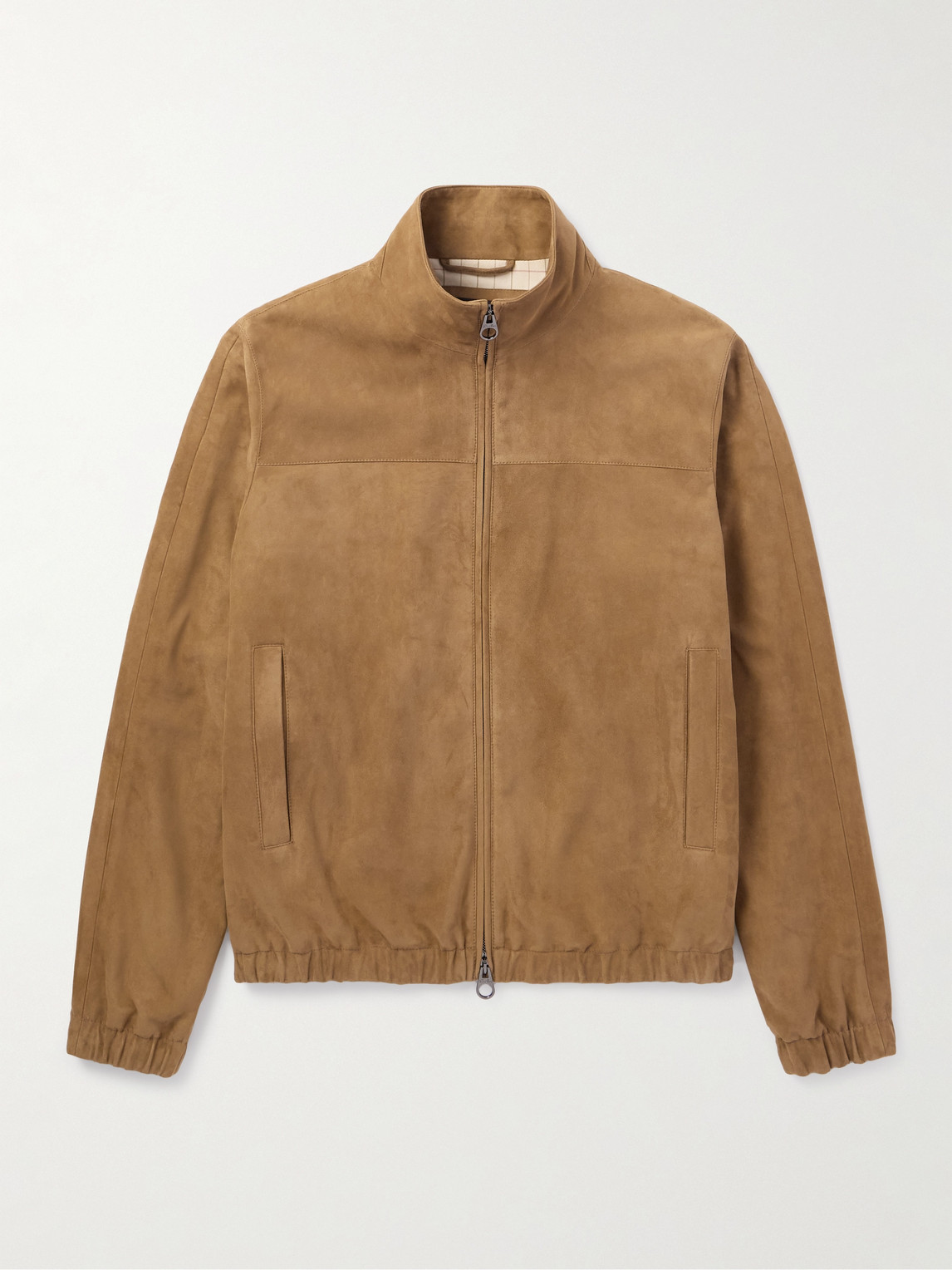 Loro Piana Suede Zip-up Bomber Jacket In Brown