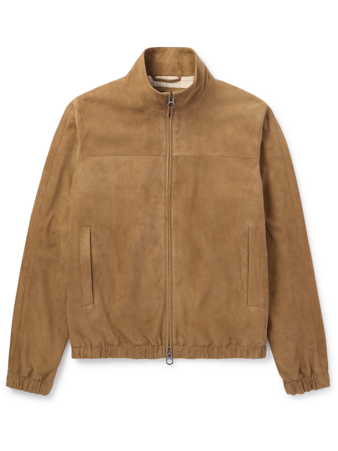 Loro Piana Suede Zip-up Bomber Jacket In Brown