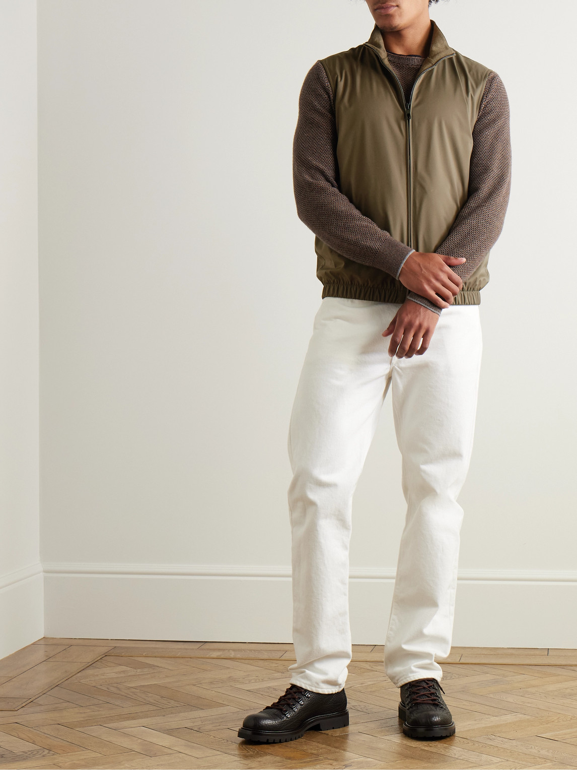 Loro Piana Reversible Storm System® Shell And Super Wish® Virgin Wool Gilet In Green