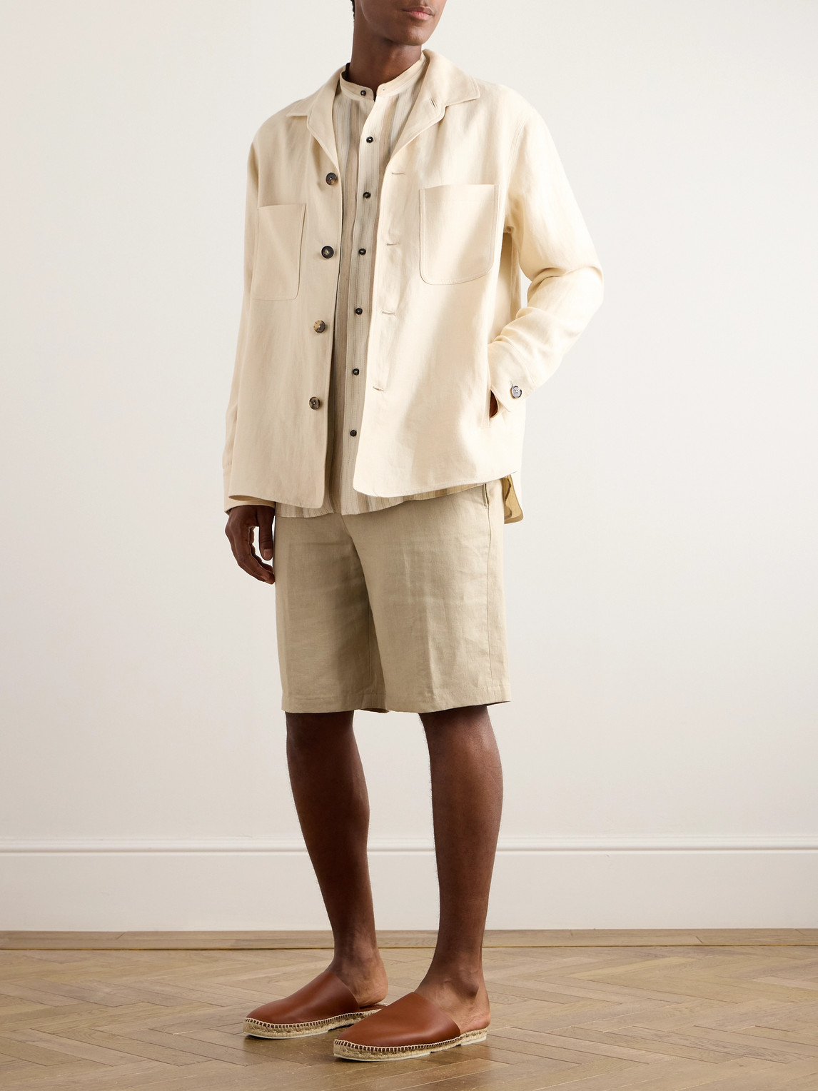 Loro Piana Evando Linen-twill Overshirt In Neutrals