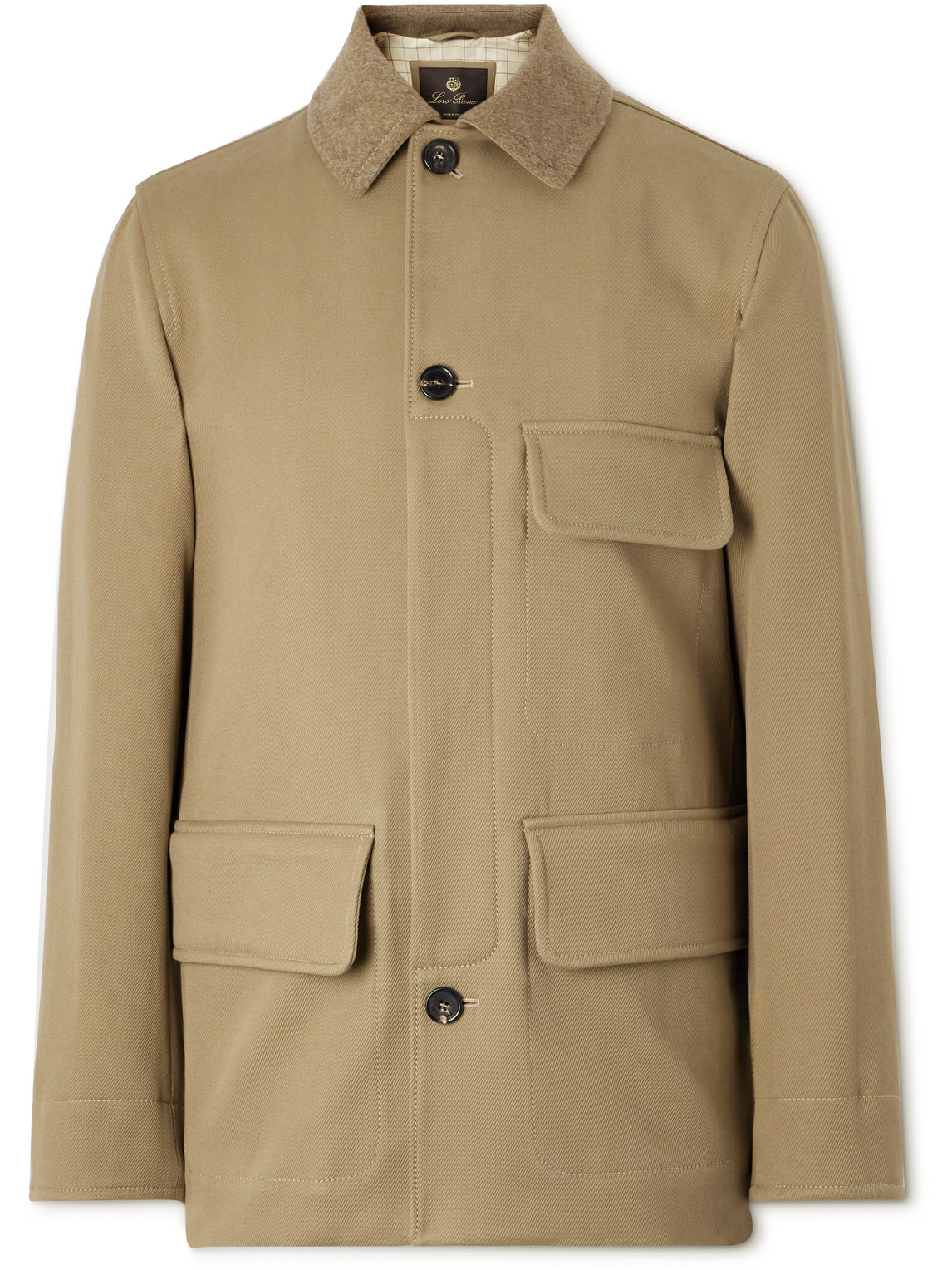Barth Caban Felt and Leather-Trimmed Cotton-Gabardine Jacket