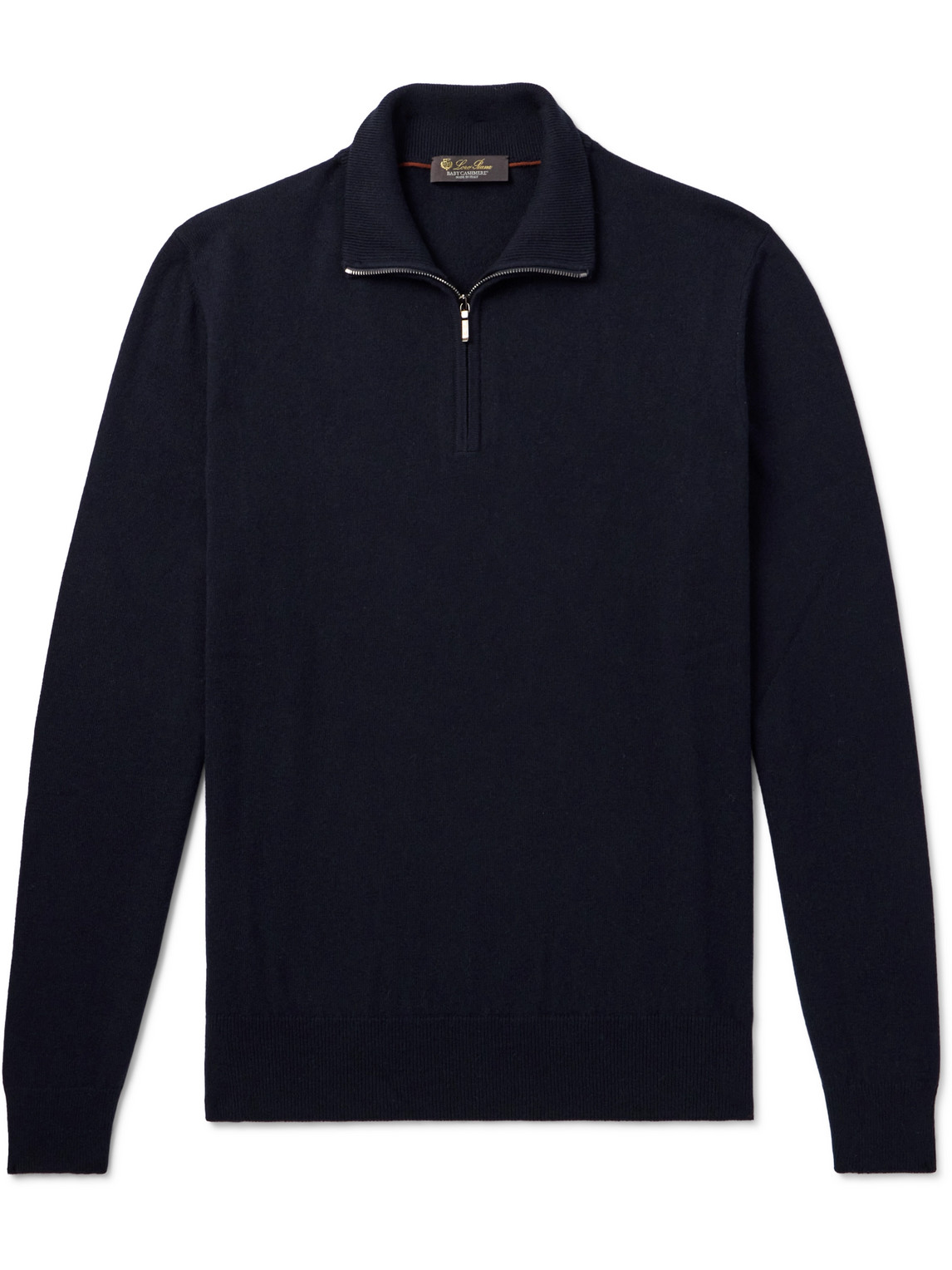 Loro Piana Slim-fit Baby Cashmere Half-zip Sweater In Blue