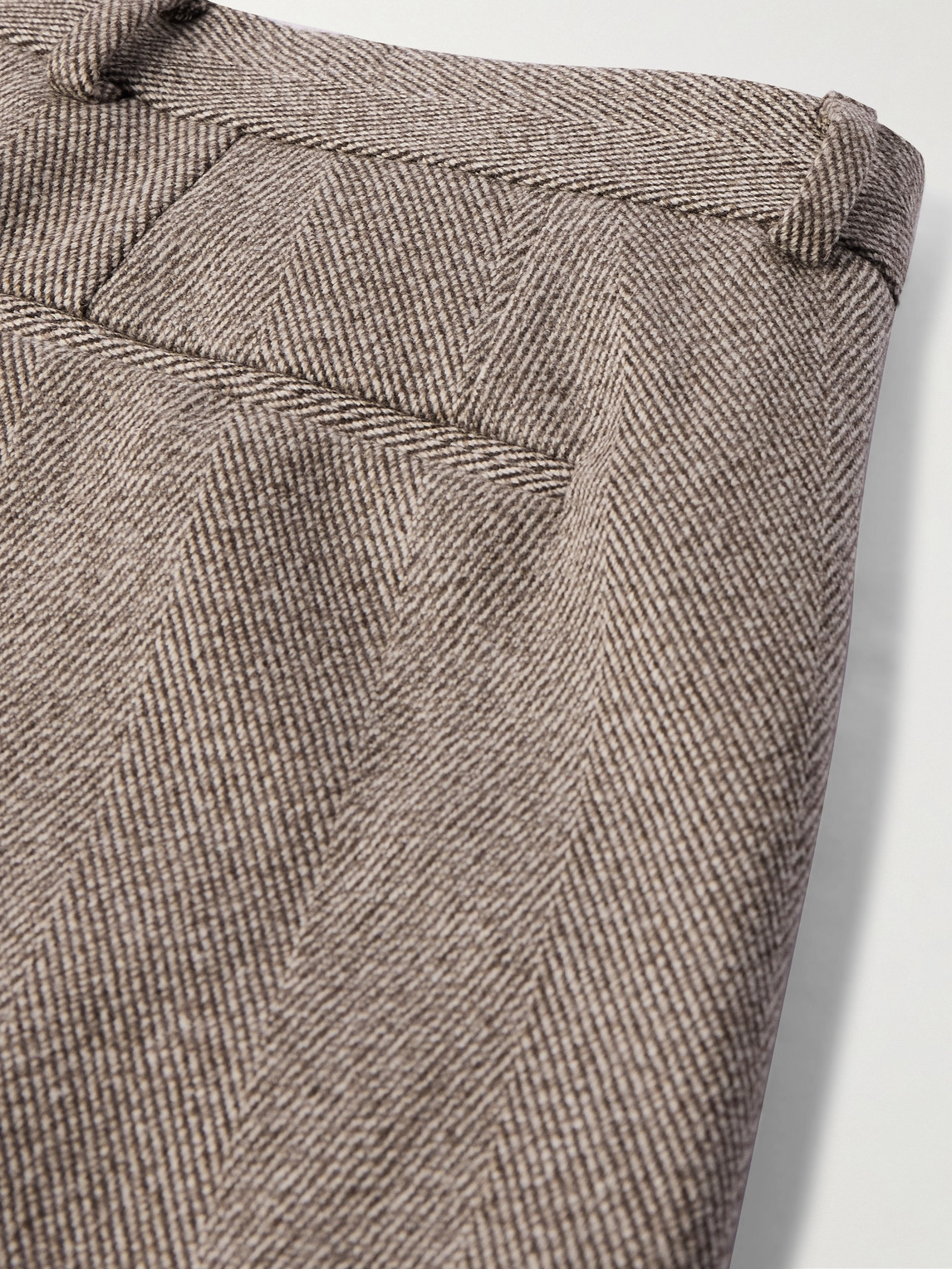 Loro Piana Anden Straight-leg Pleated Chevron Wool Trousers In Neutrals