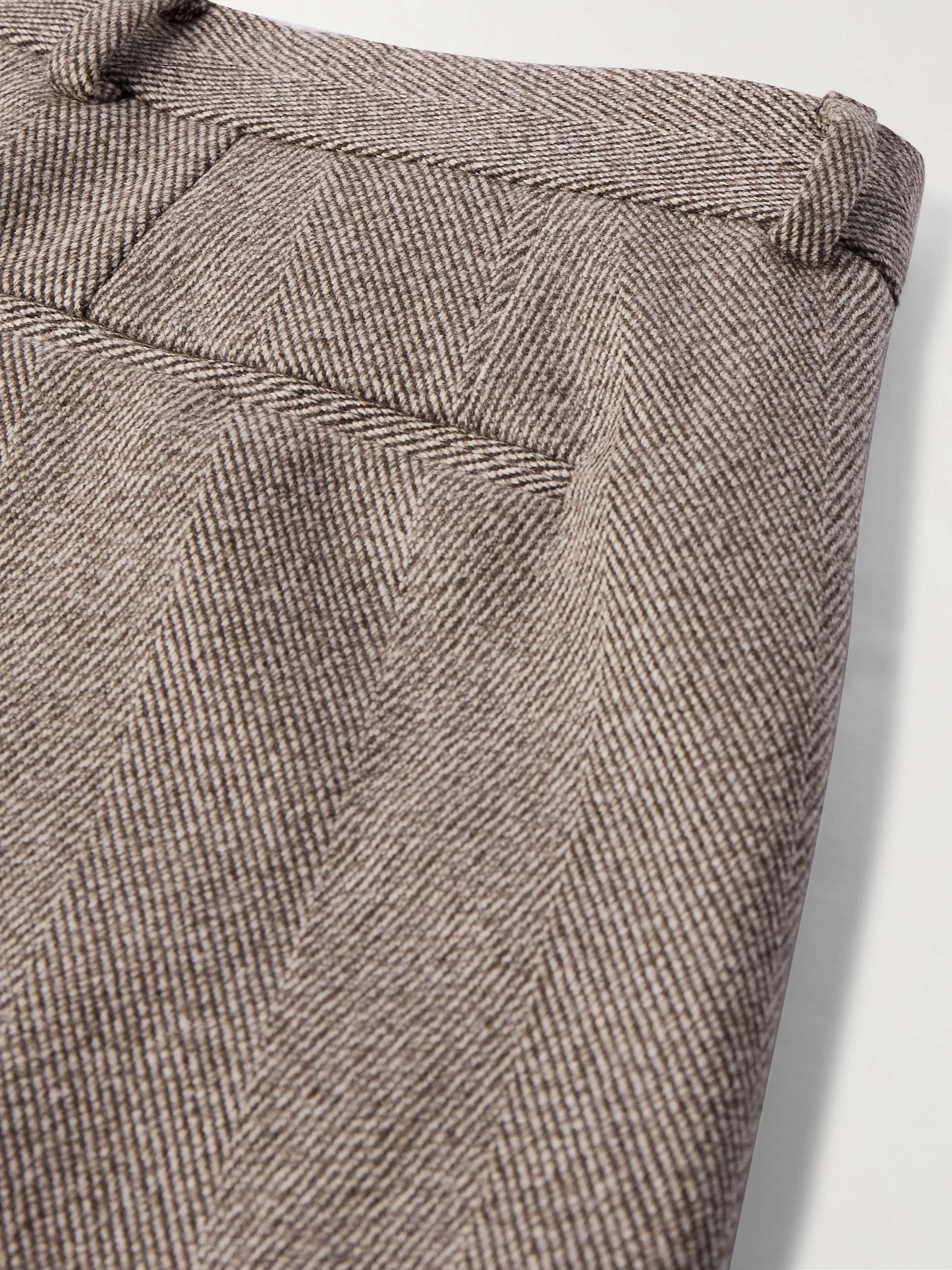 LORO PIANA Anden Straight-Leg Pleated Chevron Wool Trousers
